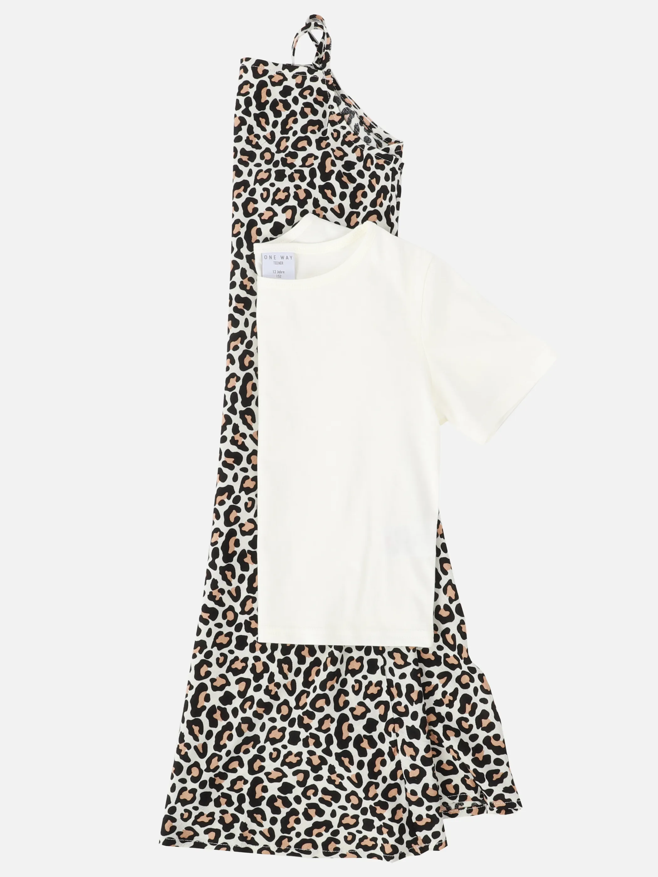 One Way TG 2pcs Set T-Shirt weiß + Kleid leo AOP in Braun Braun 921874 BRAUN 3