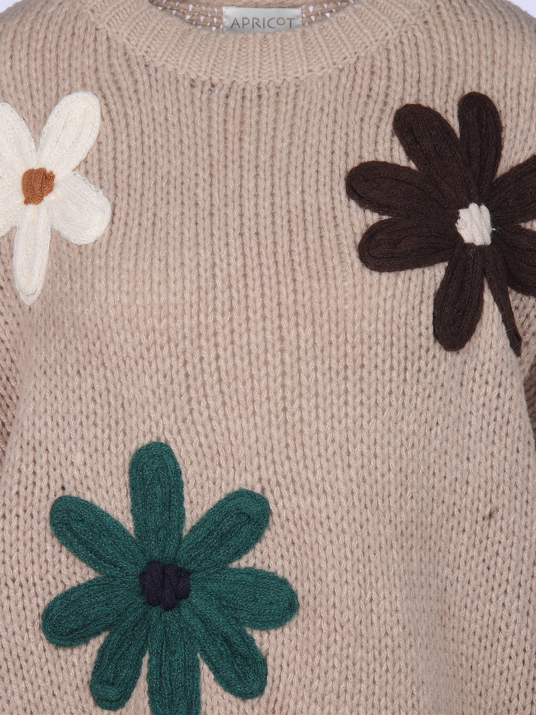 Apricot 952713 Apricot Embroidered Daisies O/S Jumper Beige 922463 STO 3
