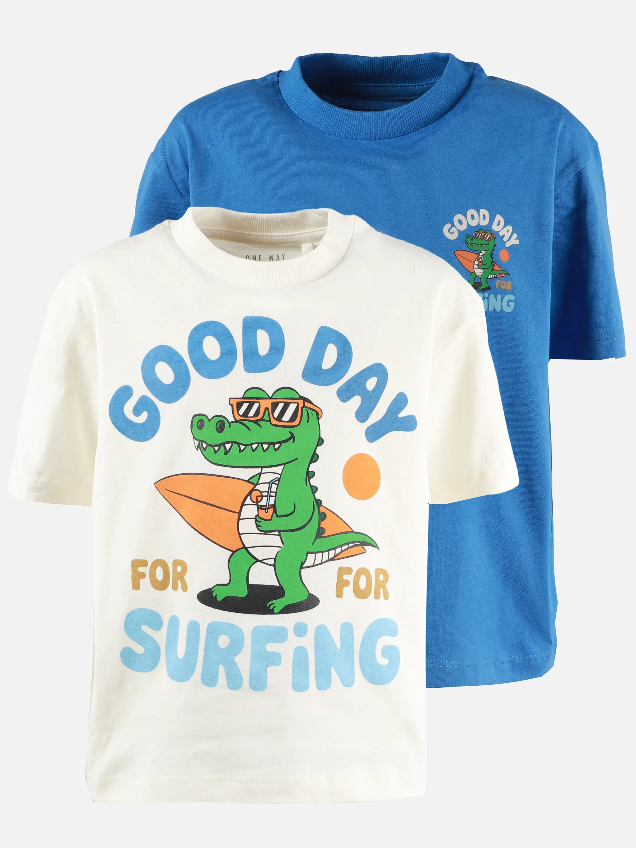 One Way KJ 2pack T-Shirts in Blau+Weiß mit Motiv Weiß 924833 WEIß 1