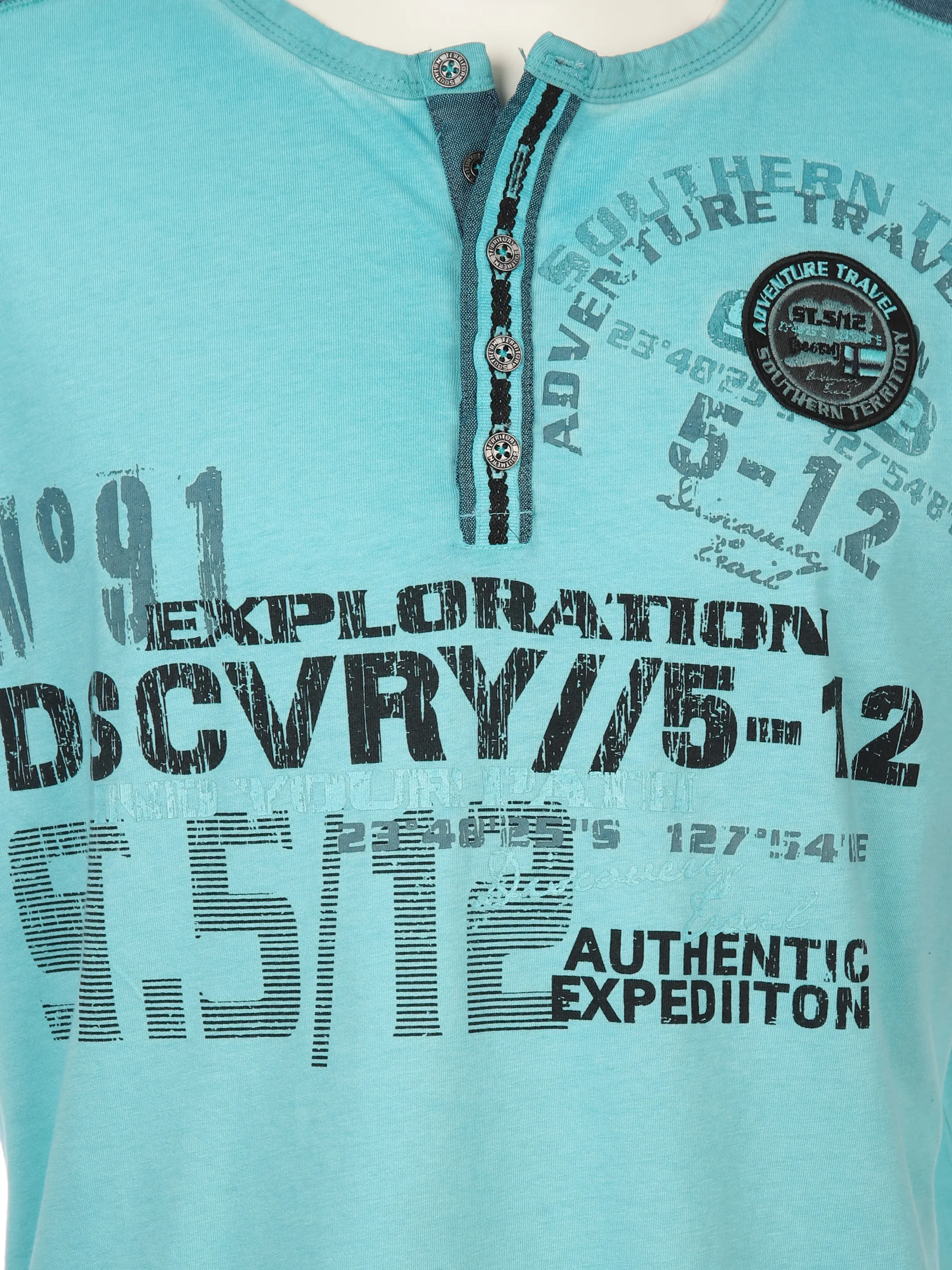 Southern Territory He. Henleyshirt 1/2 Arm print Blau 894391 AQUA 3 Southern Territory He. Henleyshirt 1/2 Arm print Blau 894391 AQUA 3