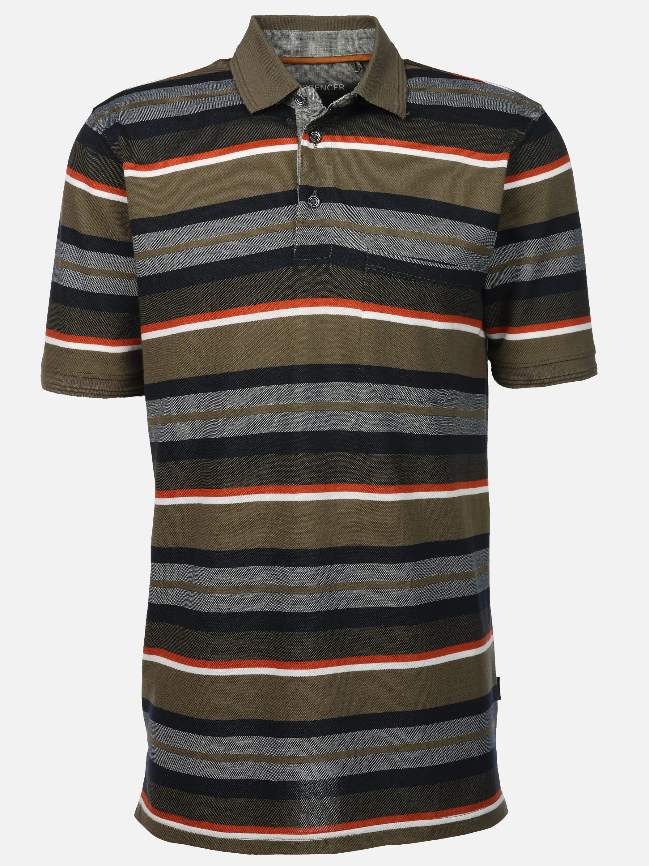 Jim Spencer He. Poloshirt 1/2 Arm Ringel Oliv 922251 OLIVE 1