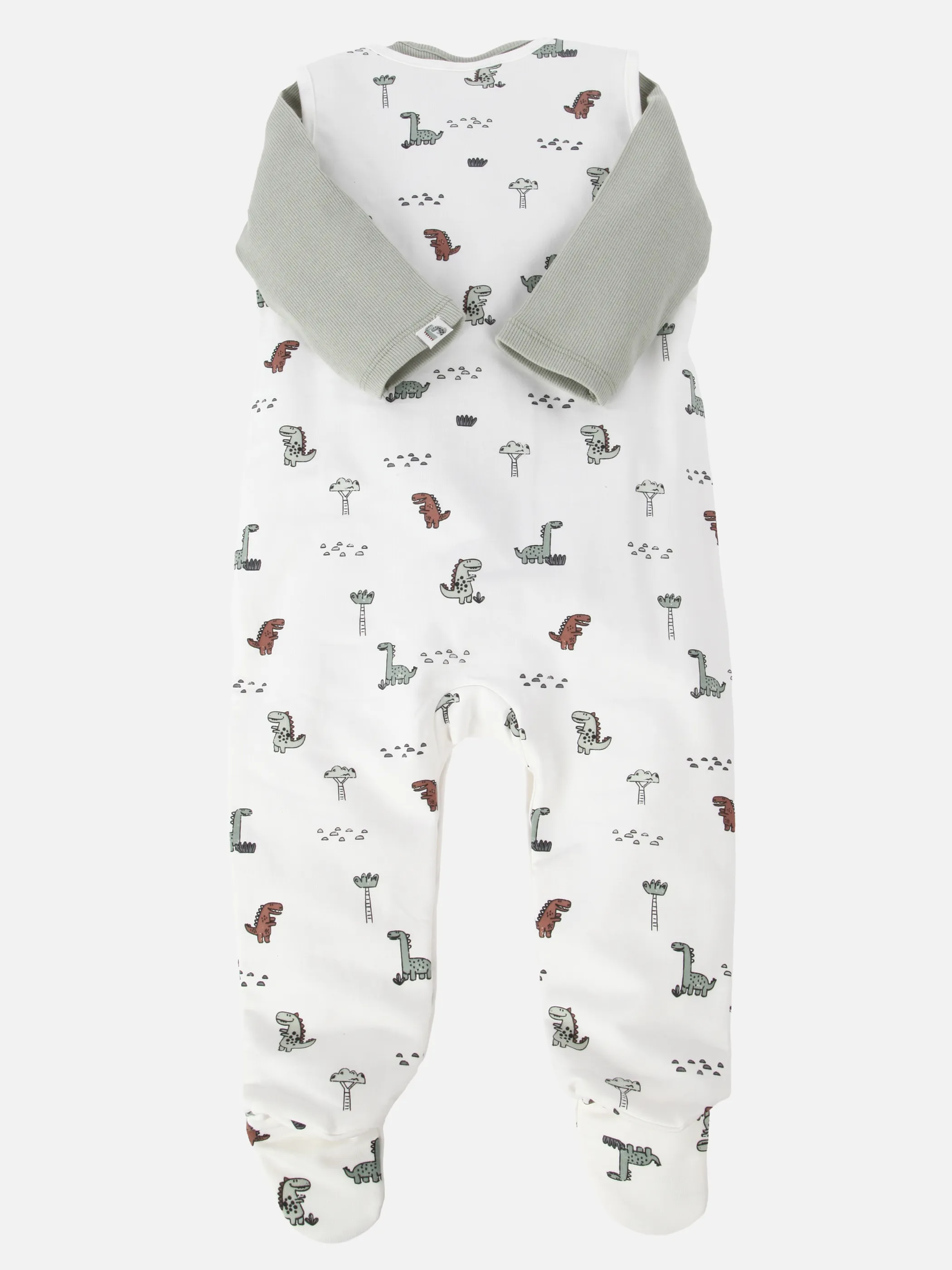 Bubble Gum BB 2pcs Set Body in blau + Romper mit Dino AOP Weiß 921827 WEIß-BLAU 2