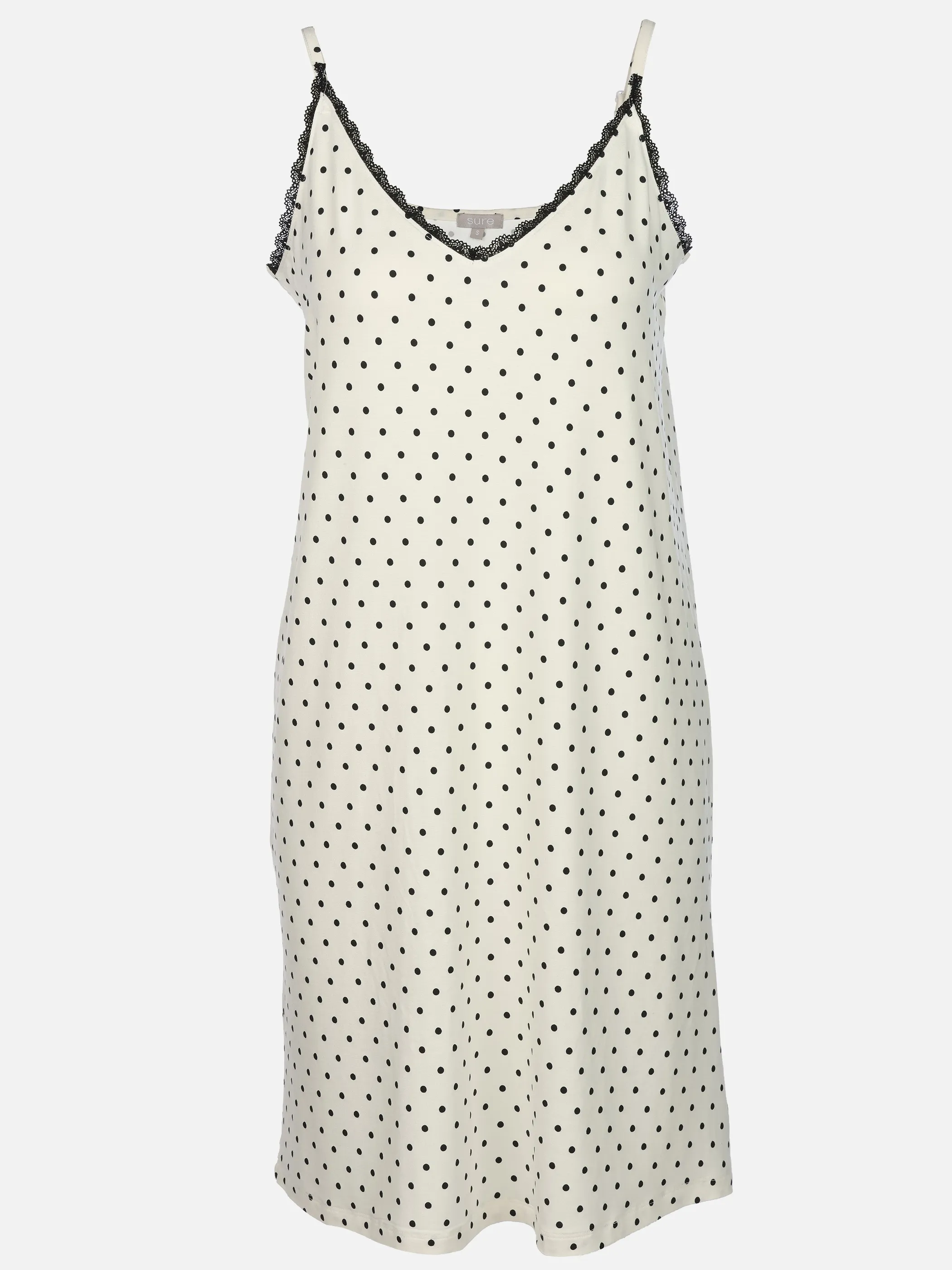 Sure Da. Nachttshirt mit kleinen punkten Weiß 924011 ECRU/BLACK 1