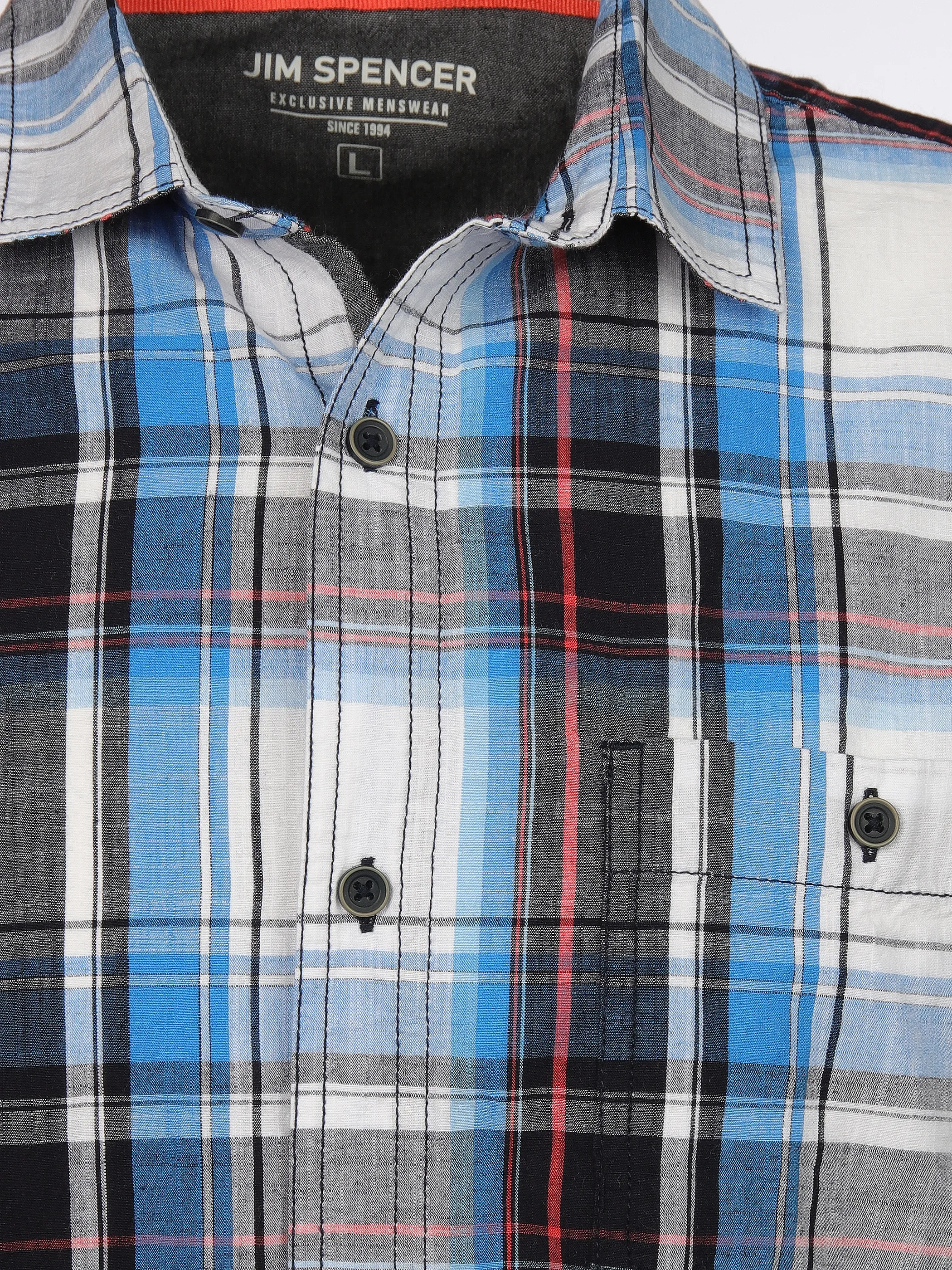 Jim Spencer He. Freizeithemd 1/2 Arm yd gemustert Blau 908750 BLUE 3 Jim Spencer He. Freizeithemd 1/2 Arm yd gemustert Blau 908750 BLUE 3