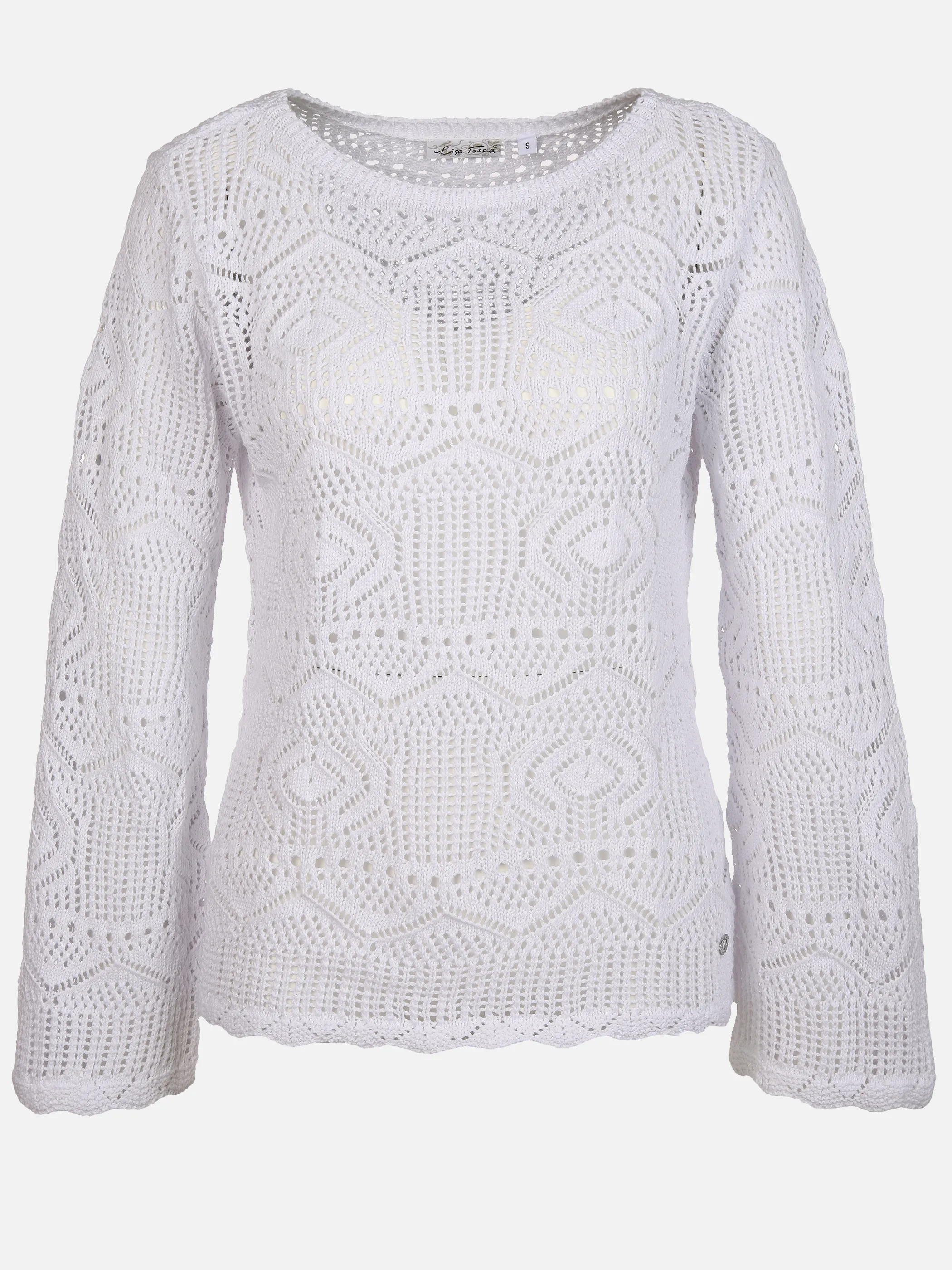 Lisa Tossa Da-Ajourstrick-Pullover Weiß 889284 WHITE 1