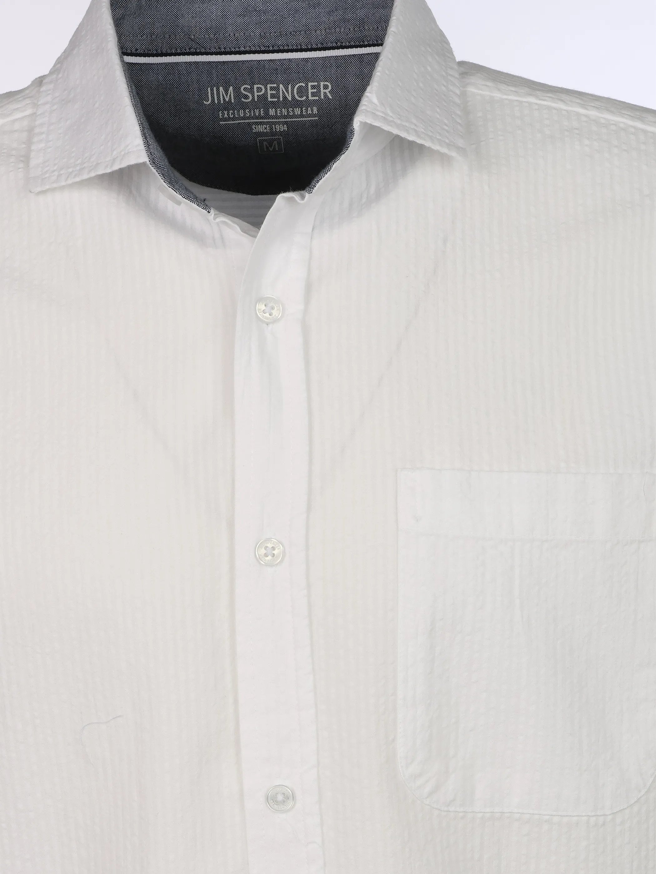 Jim Spencer He. Seersuckerhemd 1/2 Arm uni Weiß 925270 WHITE 3