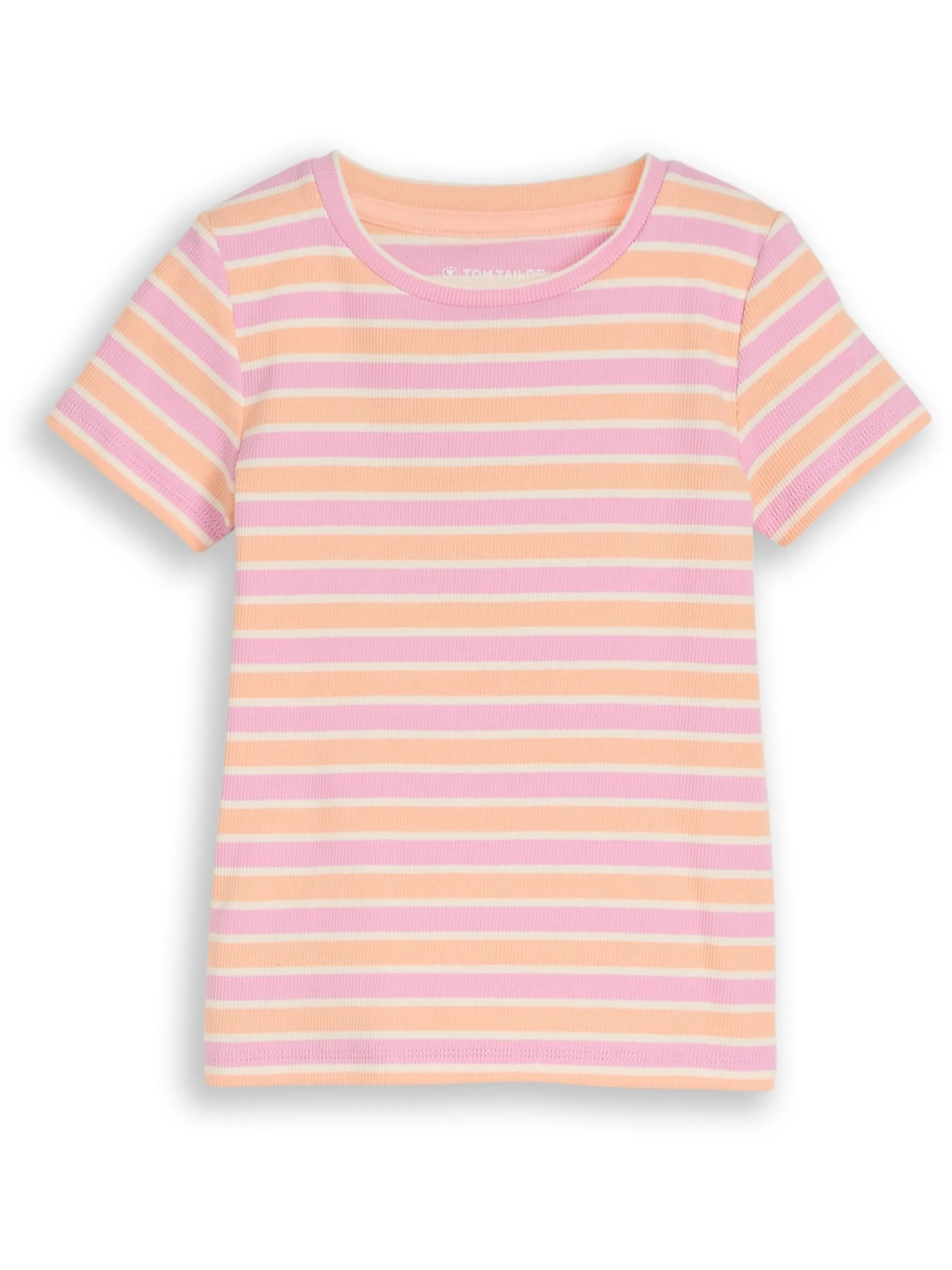 Tom Tailor 1050840 striped rib t-shirt Orange 927852 40114 1