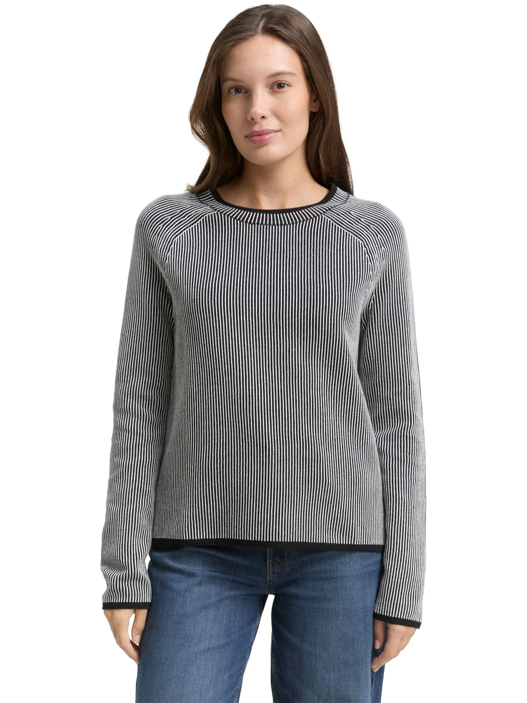 Tom Tailor 1049187 knit striped crewneck Schwarz 919040 39245 5