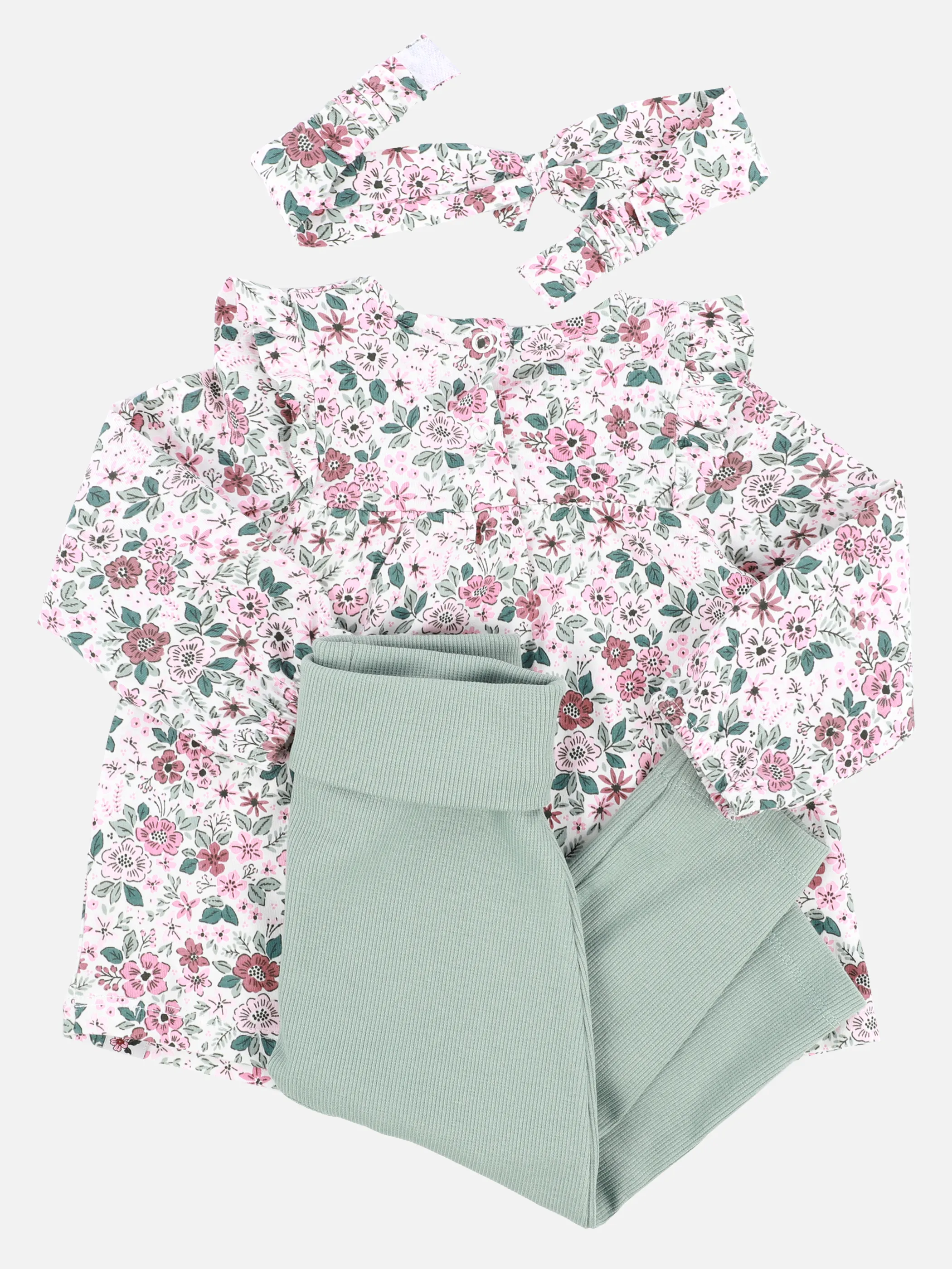 Bubble Gum BG Set Longsleeve mit AOP in weiß; Hose in grün Weiß 921710 SNOW WHITE 2