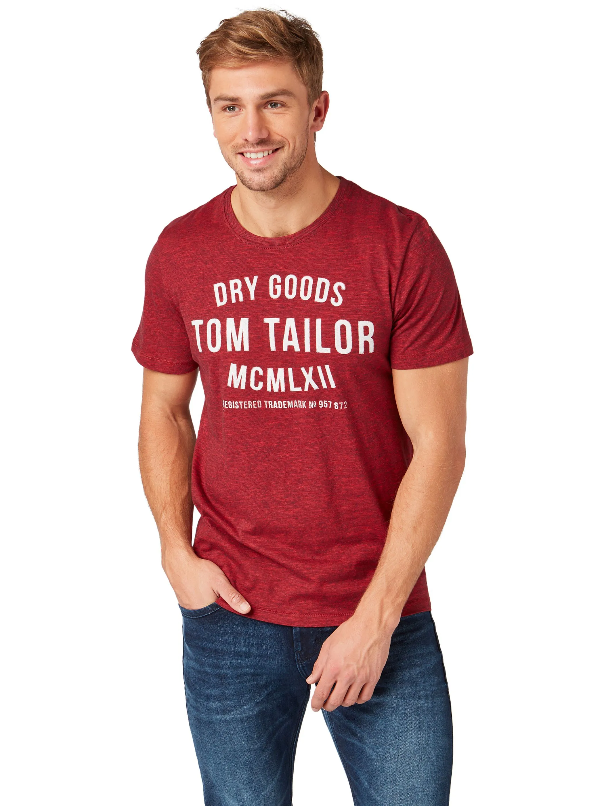Tom Tailor 1008640 fine yd print tee Logo Rot 807618 16149 4