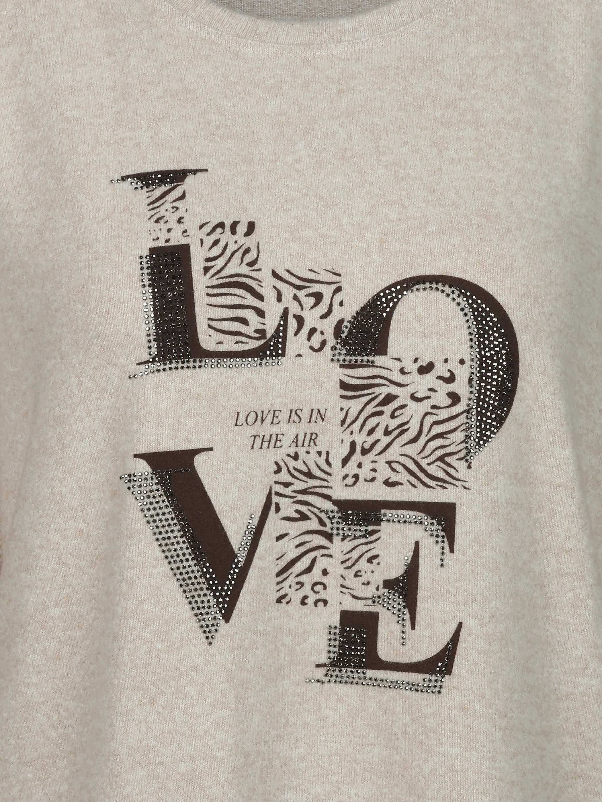 Sure Da. Flausch shirt m. Print u. Straß Beige 932463 BEERE MEL 3