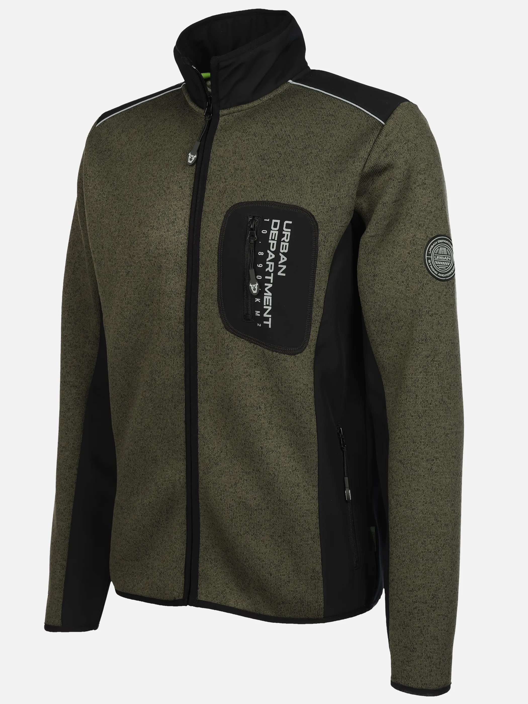Worker He. Strickfleecejacke neon Oliv 929263 KHAKI 3