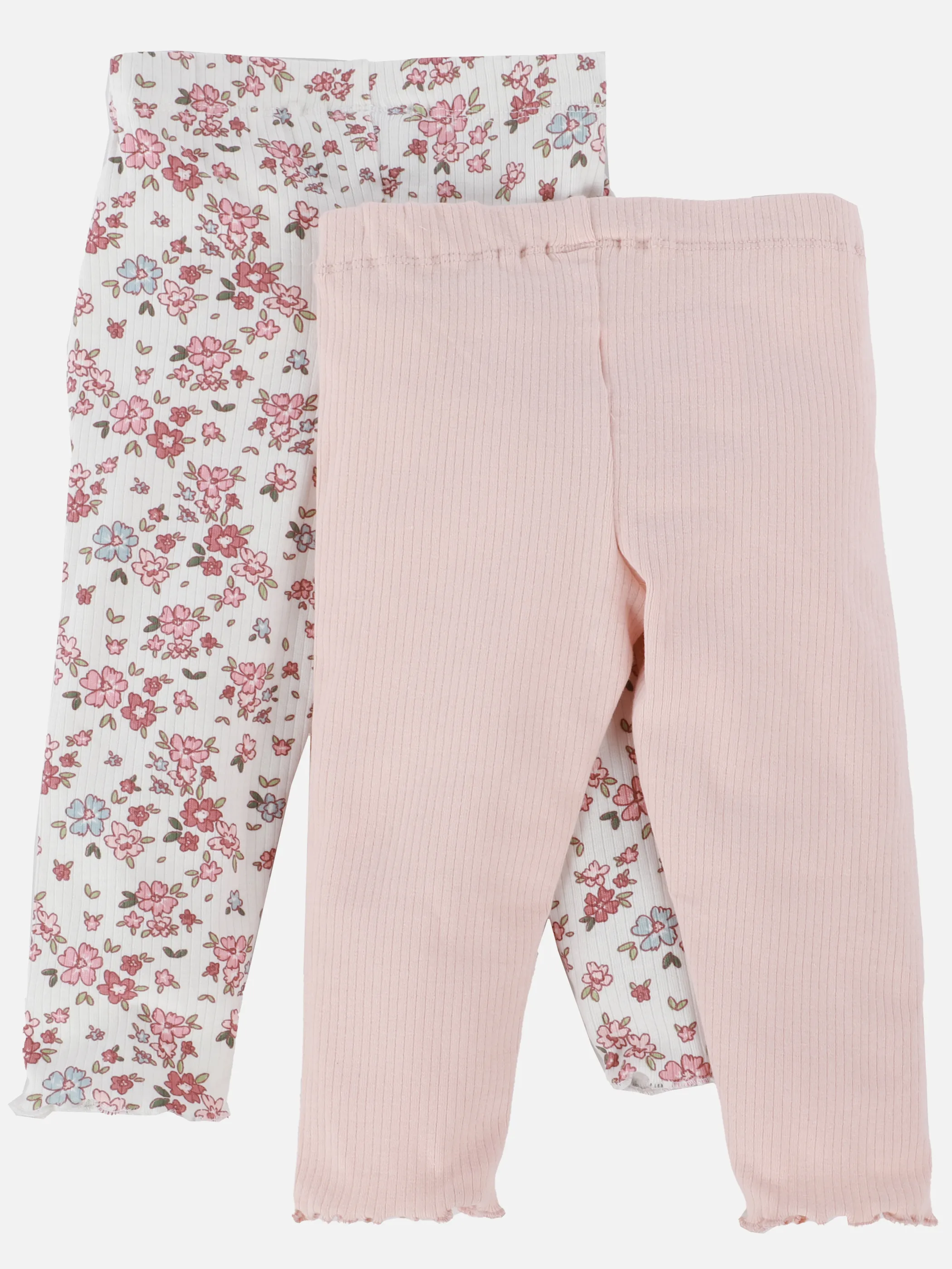 Bubble Gum BM 2er Pack Leggings gerippt uni und Blumen AOP Rosa 905528 ROSA 2