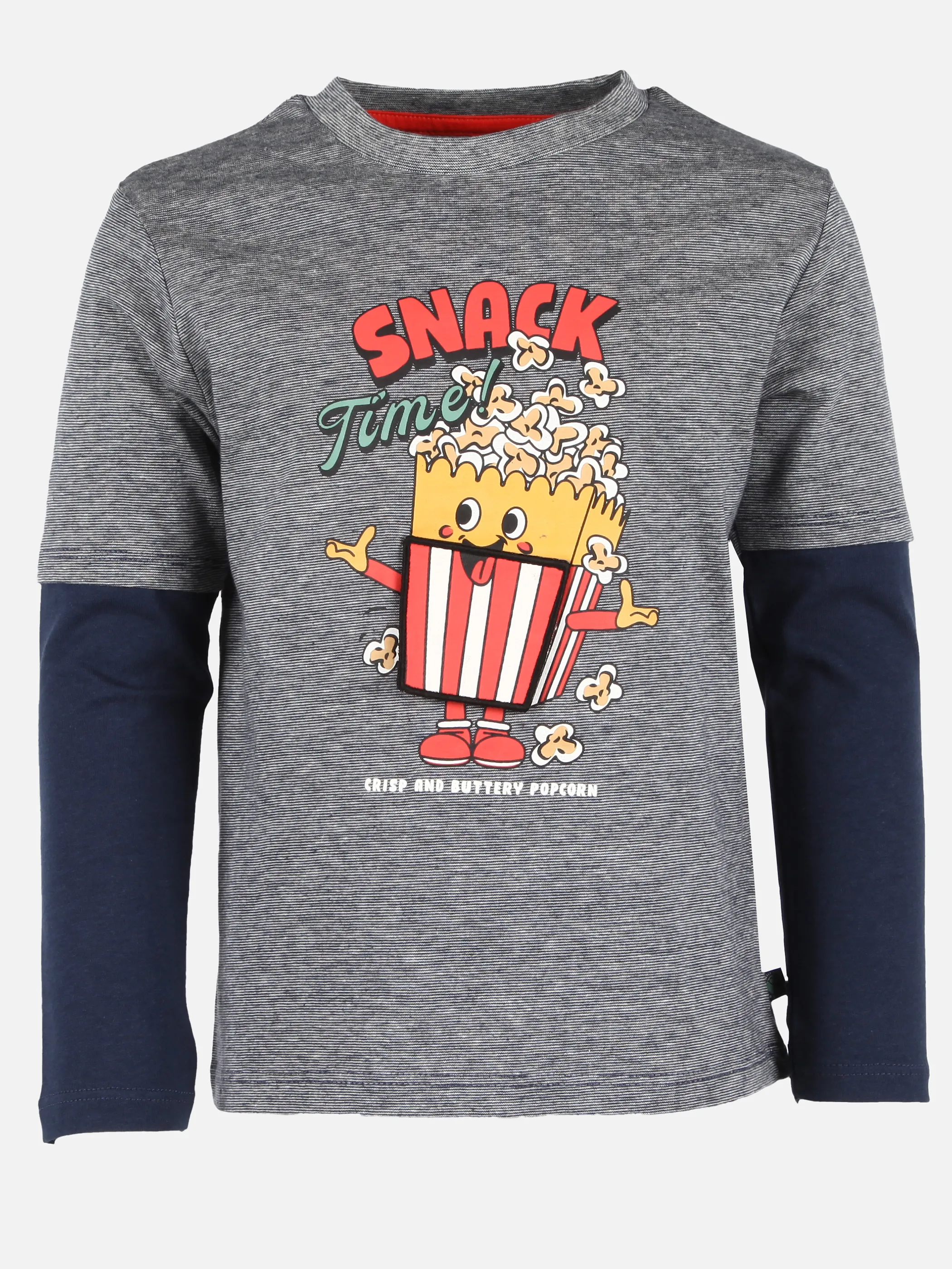 One Way MB Longsleeve mit fake sleeeves u. Popcorn print Blau 921623 BLA 1
