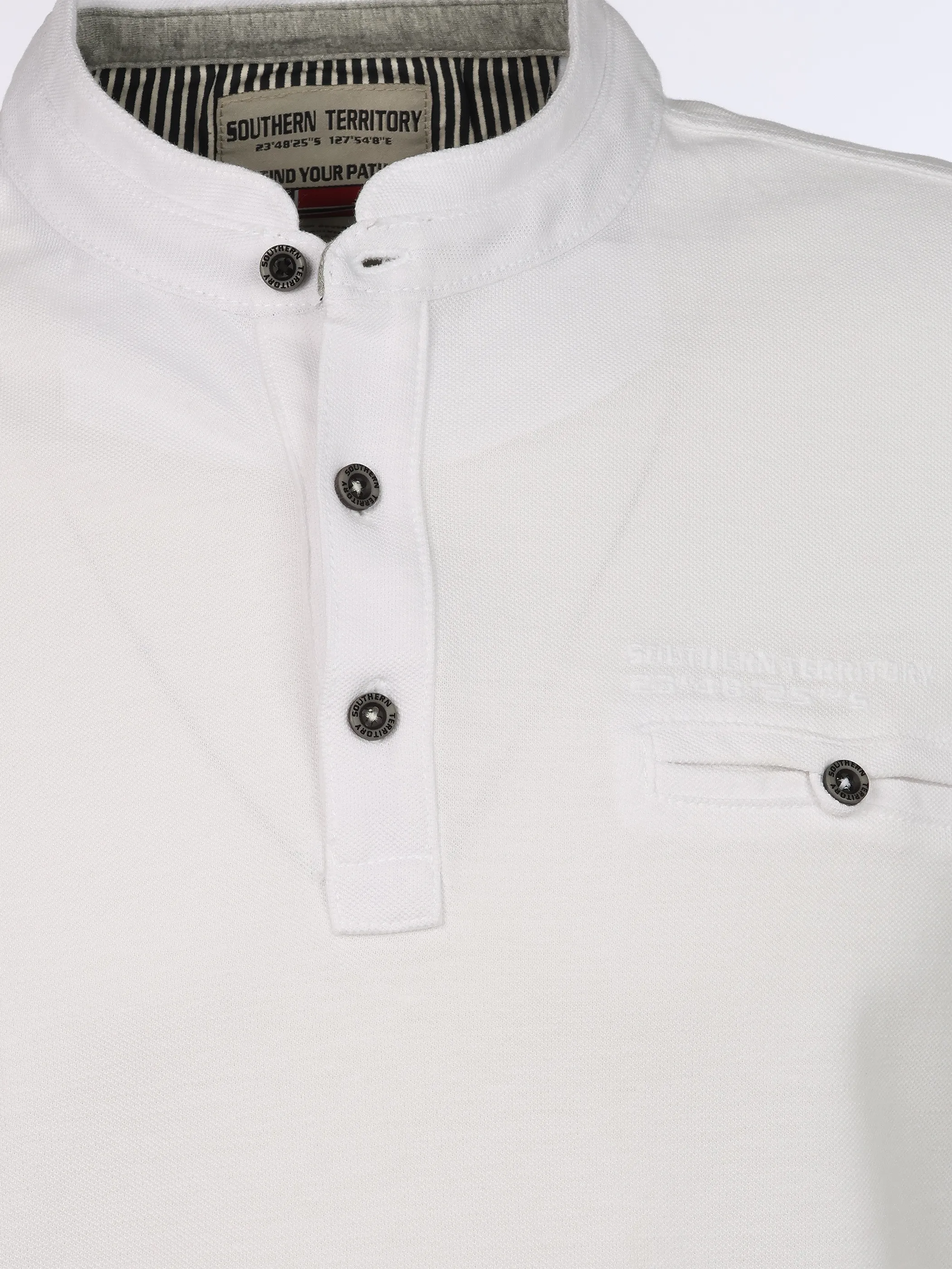 Southern Territory He. Henleyshirt 1/2 Arm washer Steh Weiß 926171 WHITE 3