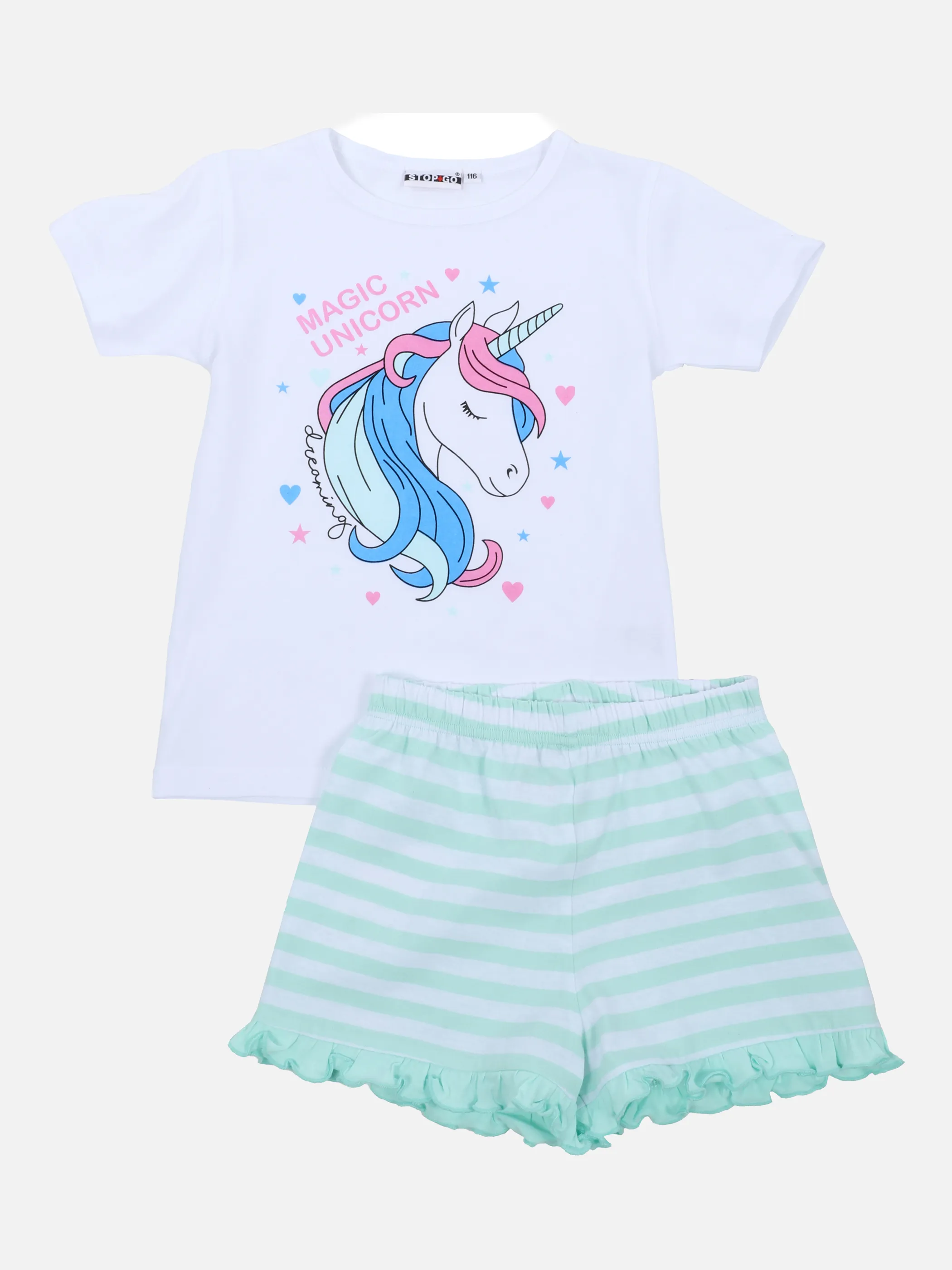 Stop + Go MG Shorty Set Einhorn mit Rüsc Weiß 862686 WHITE/MINT 1