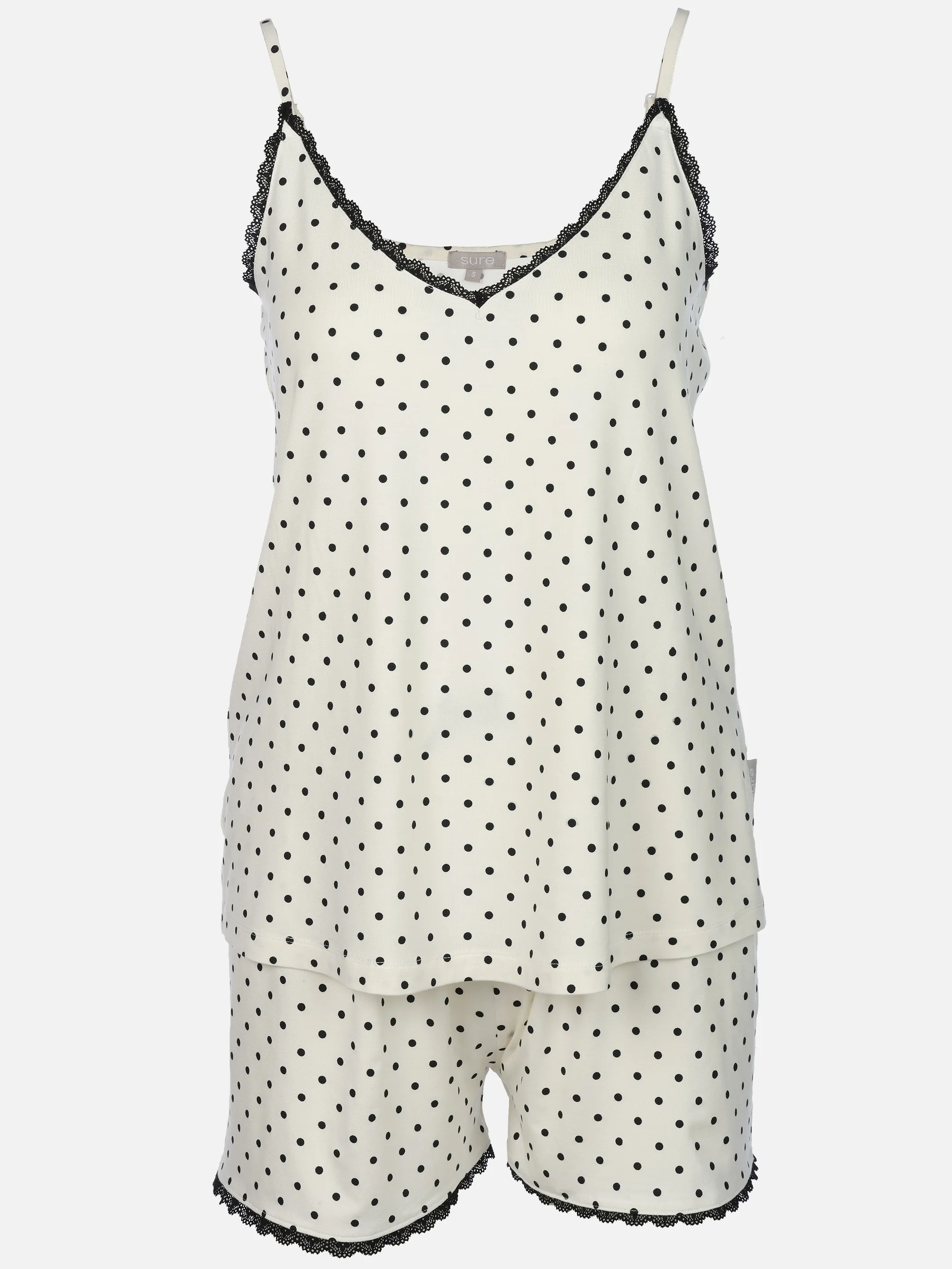 Sure Da. shorty pyjama set mit punkten Weiß 924010 ECRU/BLACK 1