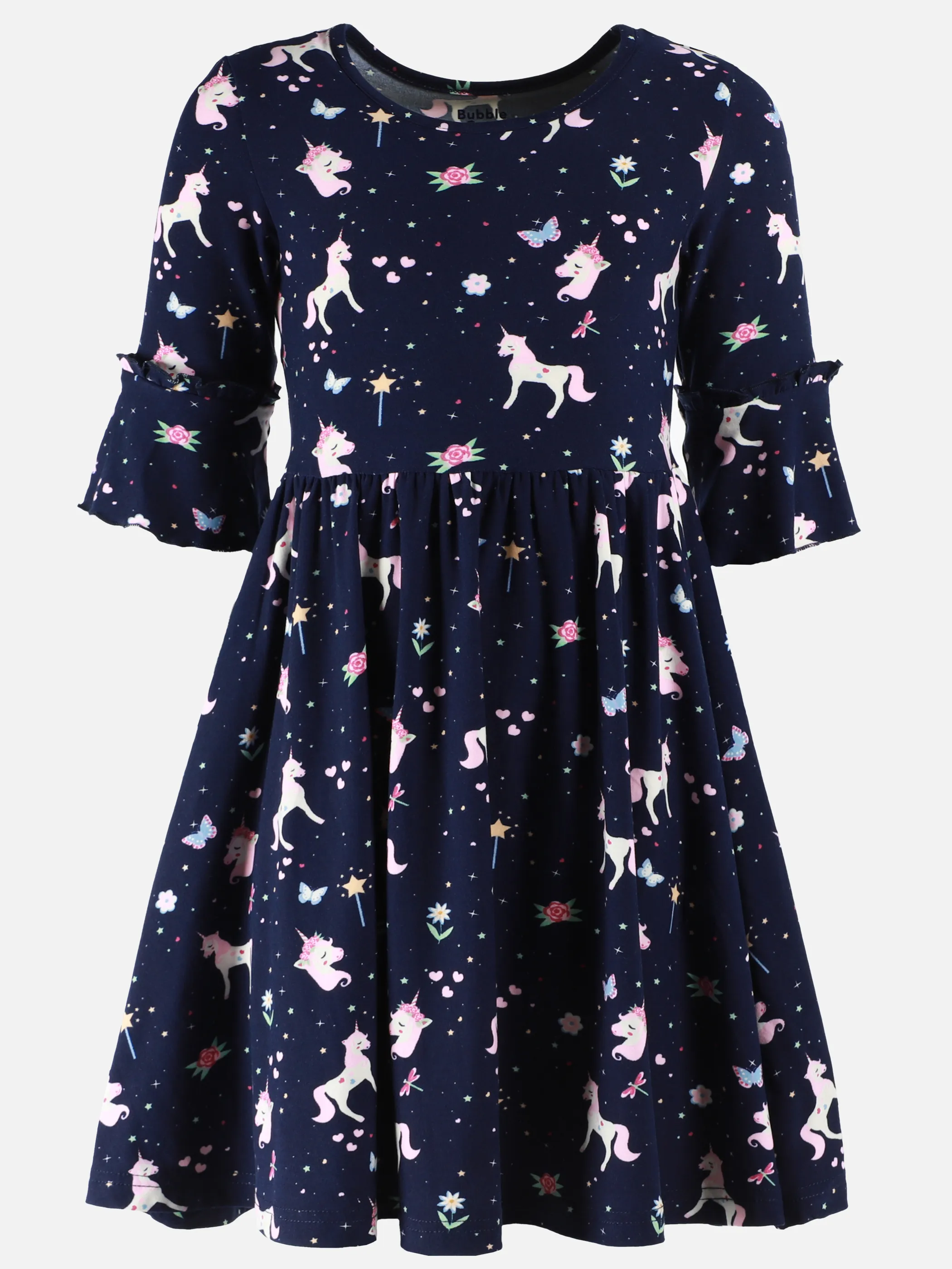 Bubble Gum KM Kleid mit Einhorn/Schmetterling AOP Marine 905429 NAVY 1