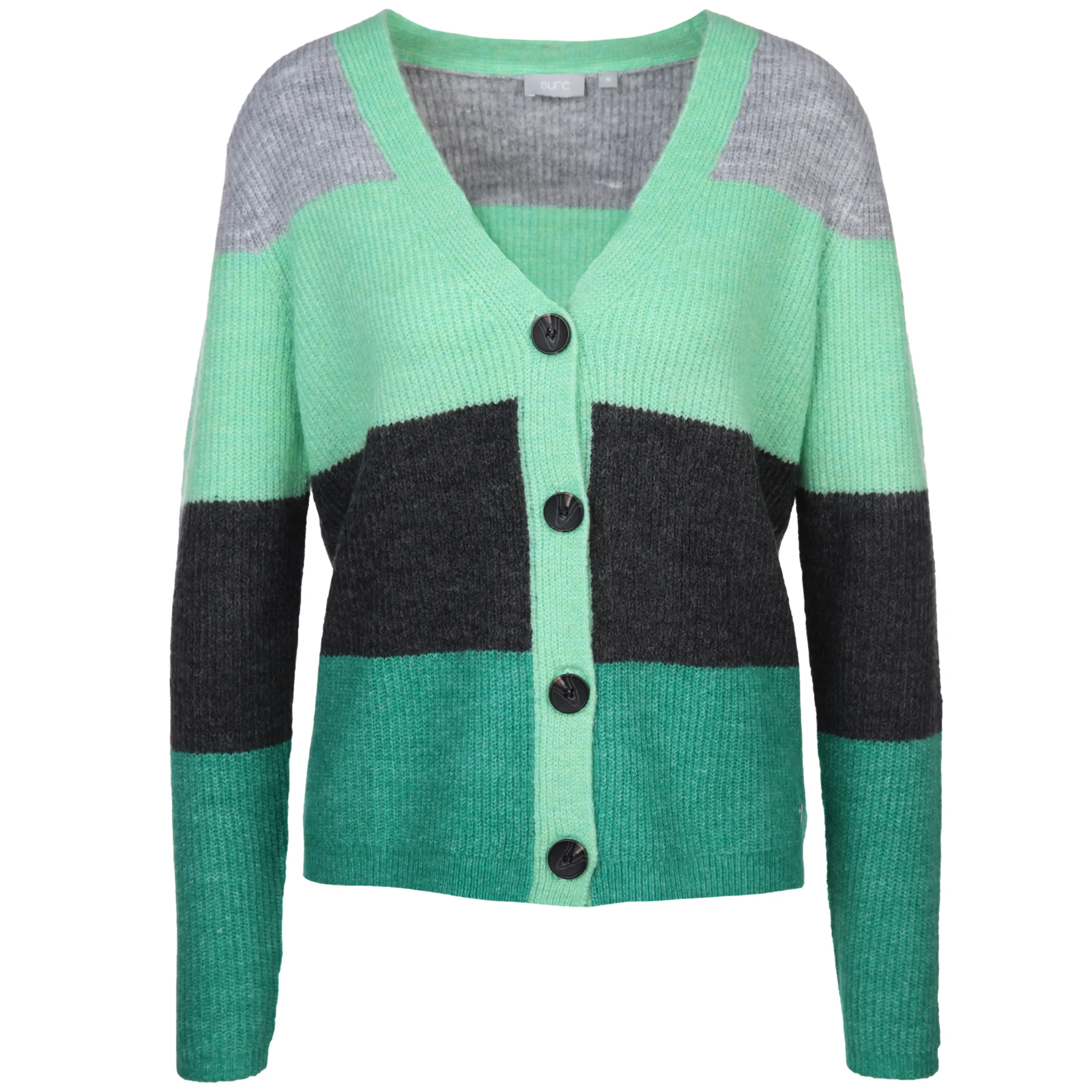 Sure Da-Cardigan gestreift Grün 880927 GRÜN/GRAU 1