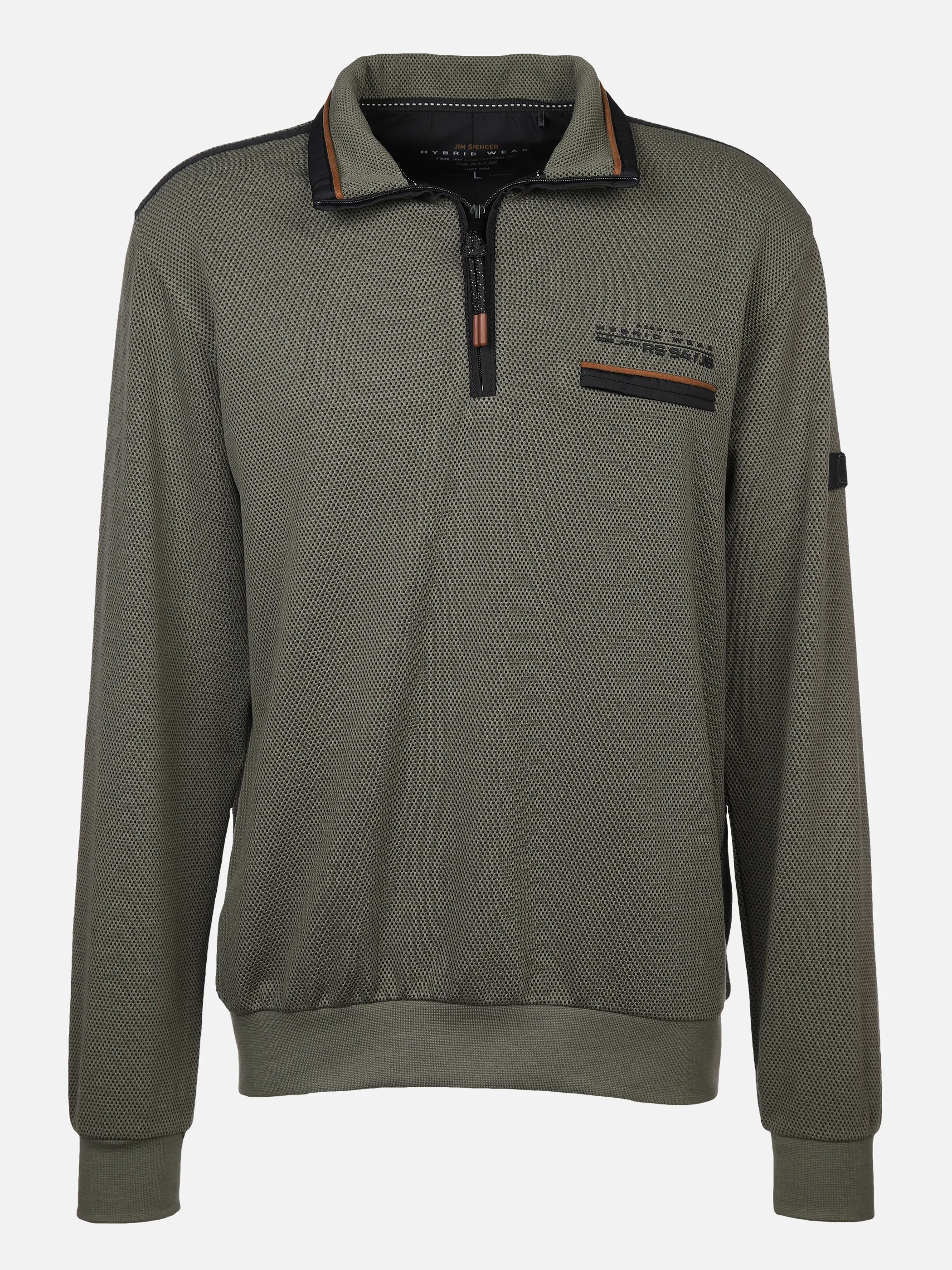 Jim Spencer He. Sweattroyer BT melange Grün 876043 KHAKI 1 Jim Spencer He. Sweattroyer BT melange Grün 876043 KHAKI 1