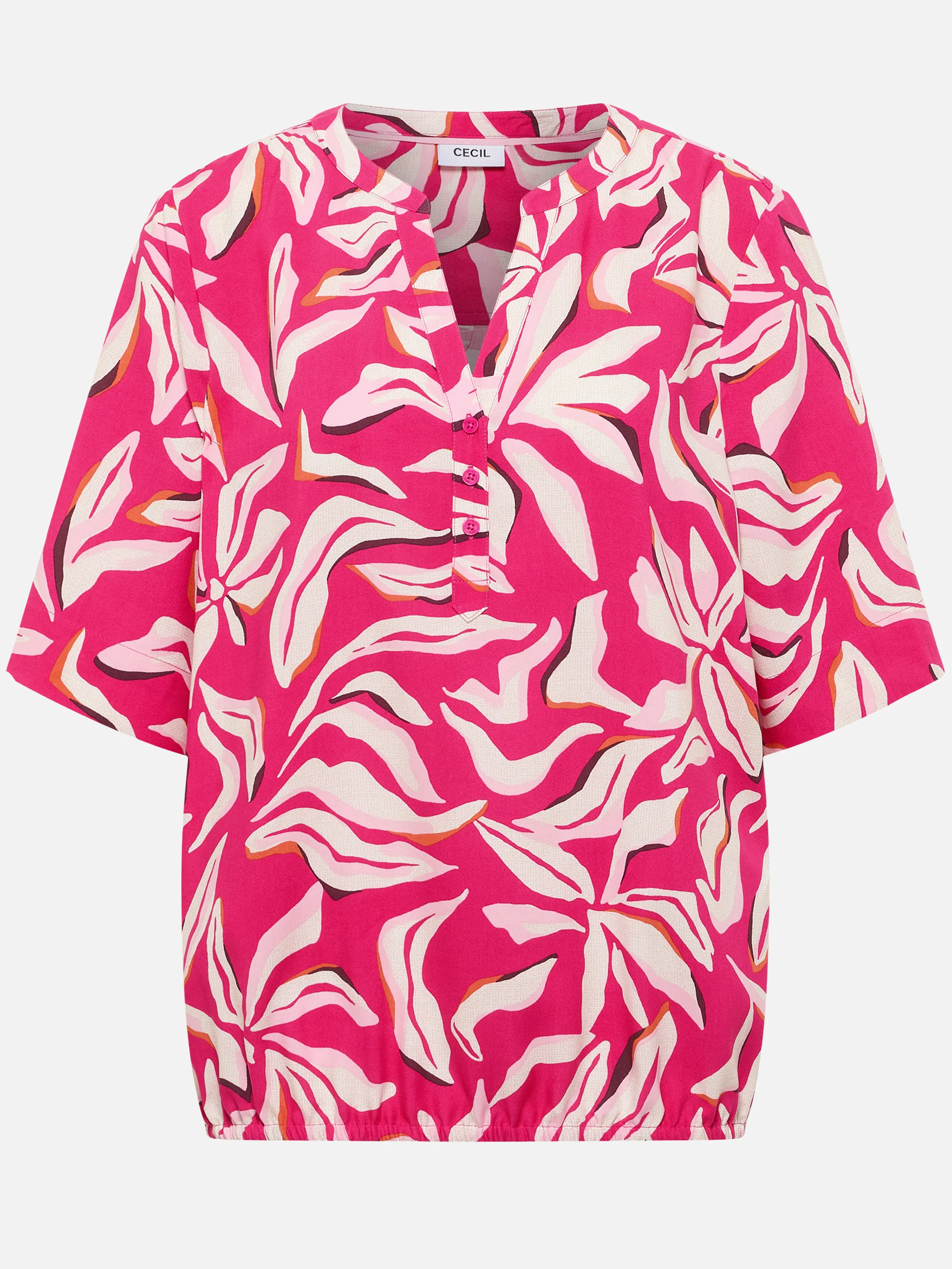 Cecil B346452 TOS Splitneck Print Blouse Pink 926366 37492 3
