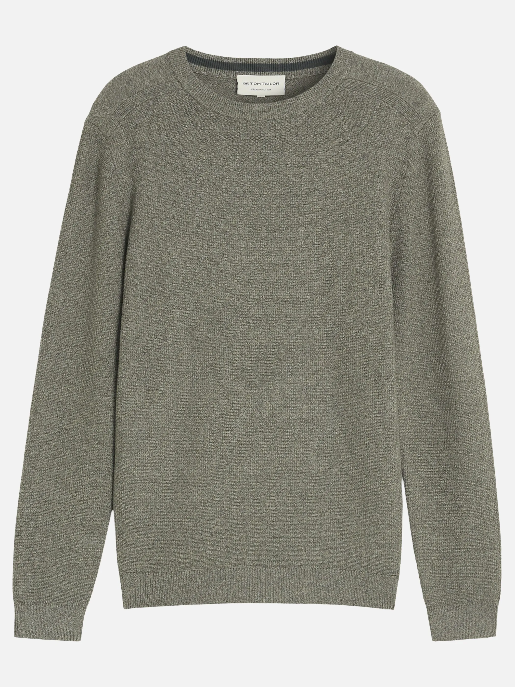 Tom Tailor 1053187 NOS mouline structured crew neck knit Grün 934242 41024 3