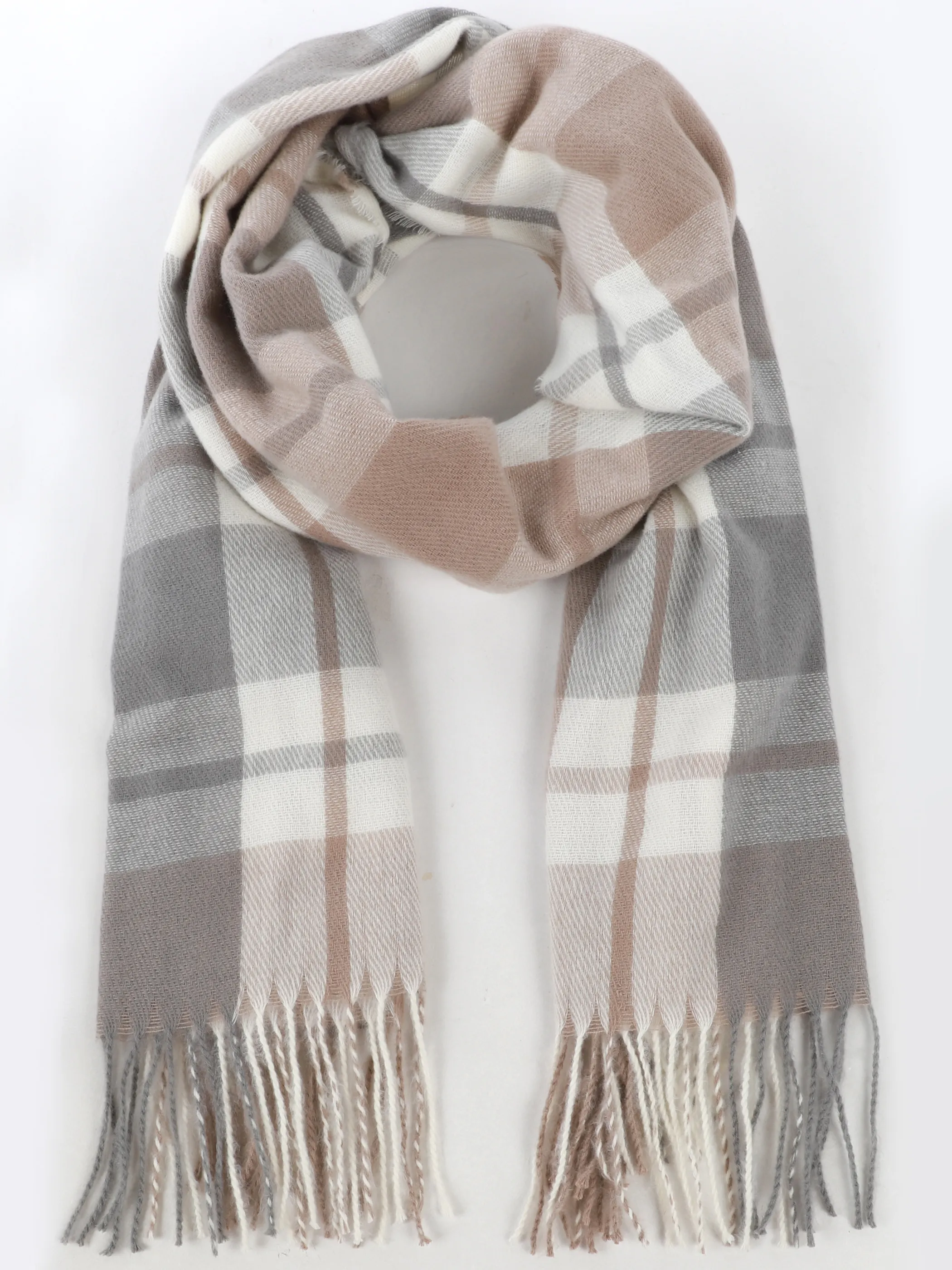 Sure Da-Karoschal m. Fransen Beige 929415 TAUPE 1