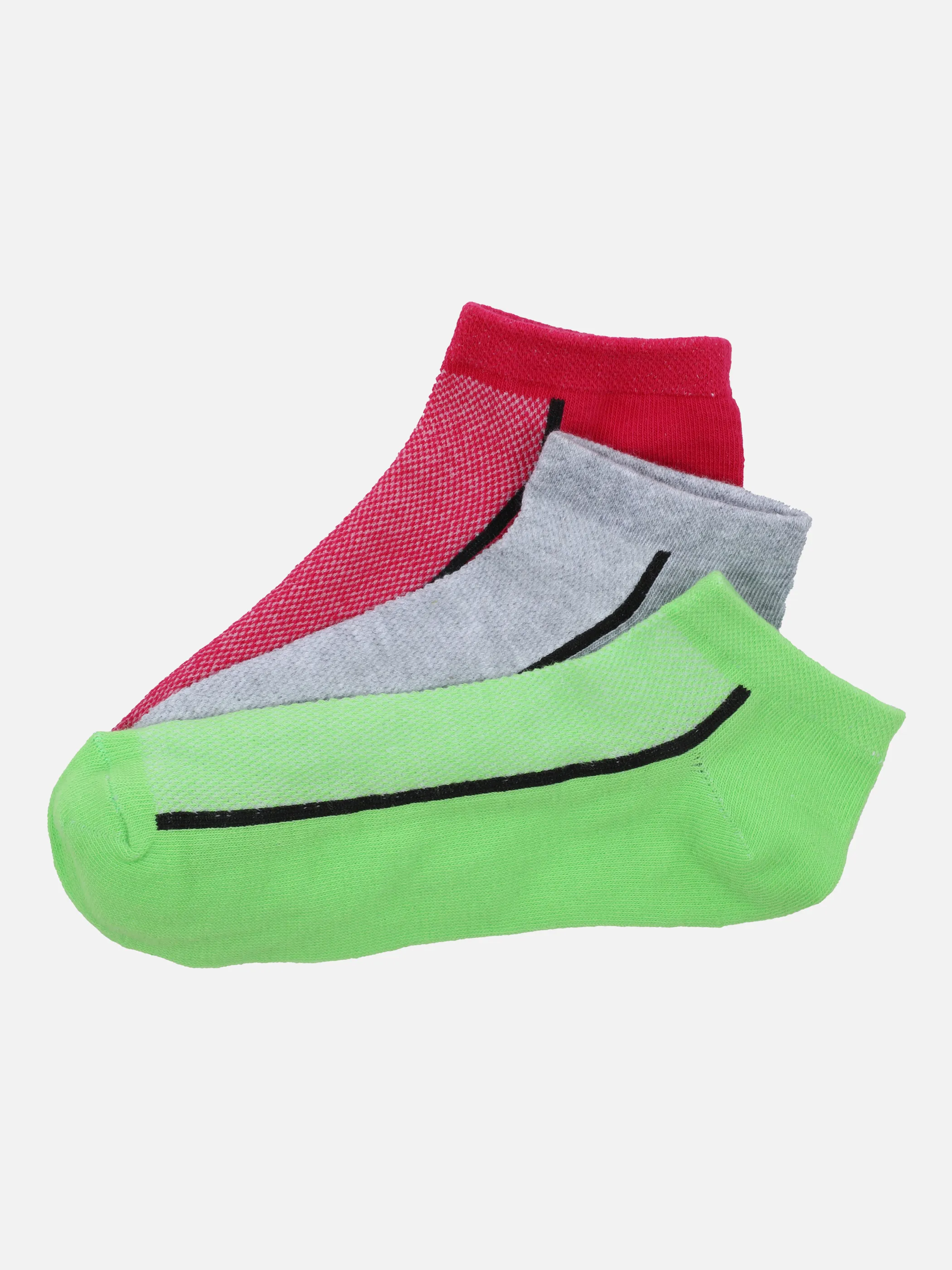 Grinario Sports Da. Sportsocken 3er Pack neon Grau 853561 GREY/PINK/ 1