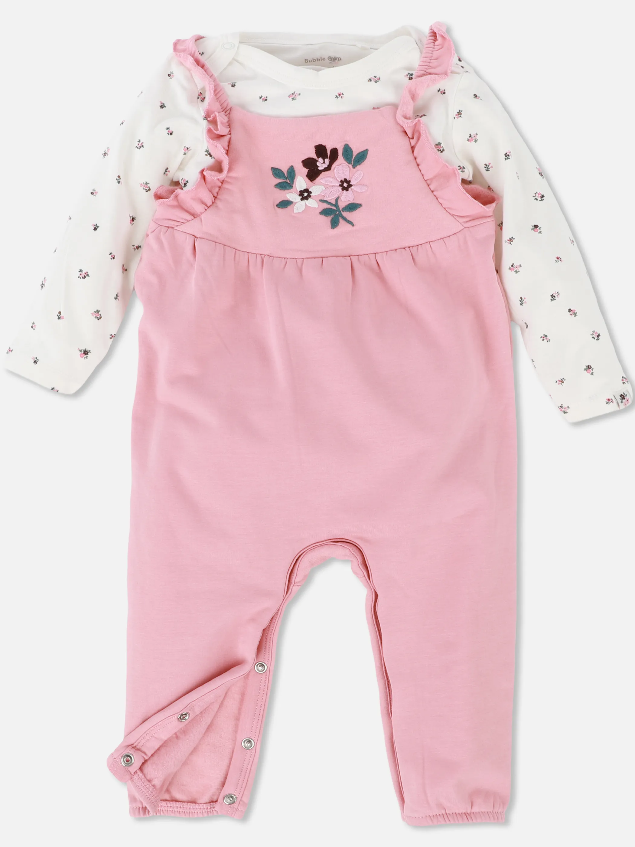 Bubble Gum BM 2pcs Set Strampler rosa/weiß Blumen Print Rosa 929688 PEACHSKIN 2