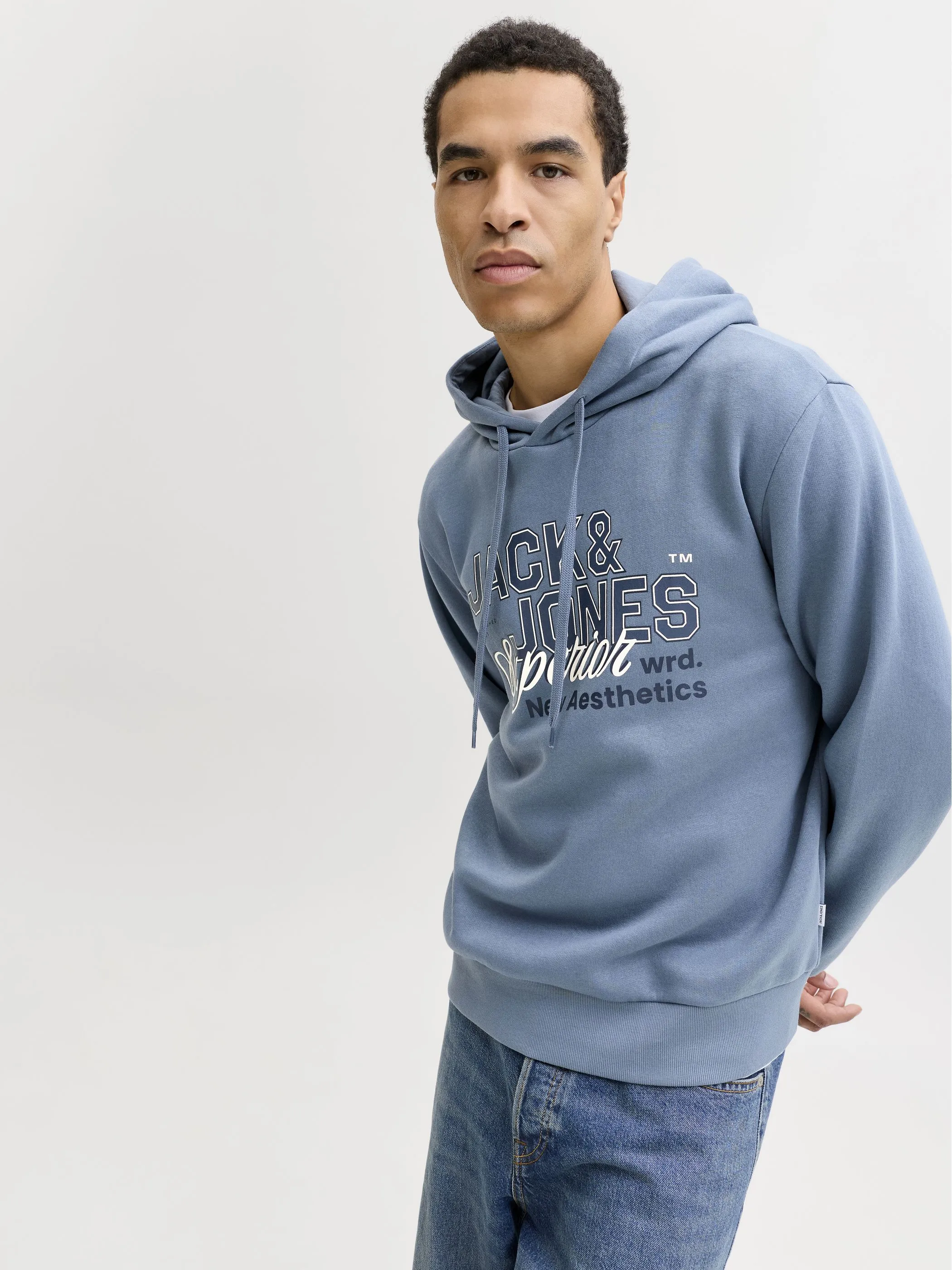 Jack Jones 12279649 JJELOGO SWEAT HOOD 2 Blau 922228 176533