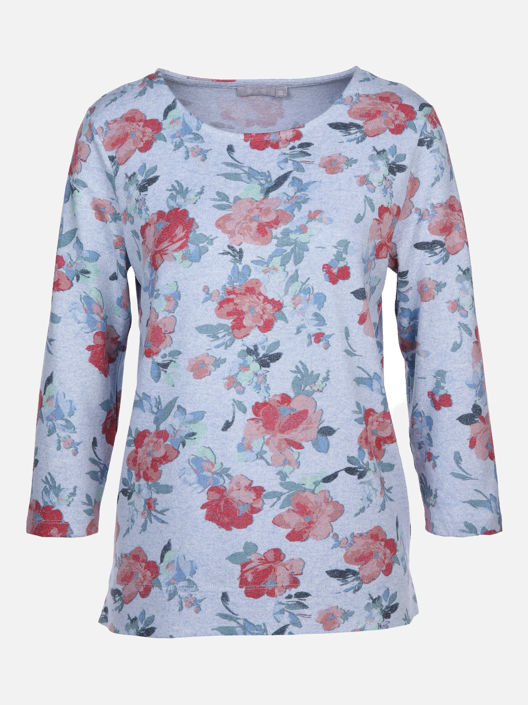 Sure Da-Printshirt m. 3/4 Arm Blau 877830 DENIM BLUE 1 Sure Da-Printshirt m. 3/4 Arm Blau 877830 DENIM BLUE 1