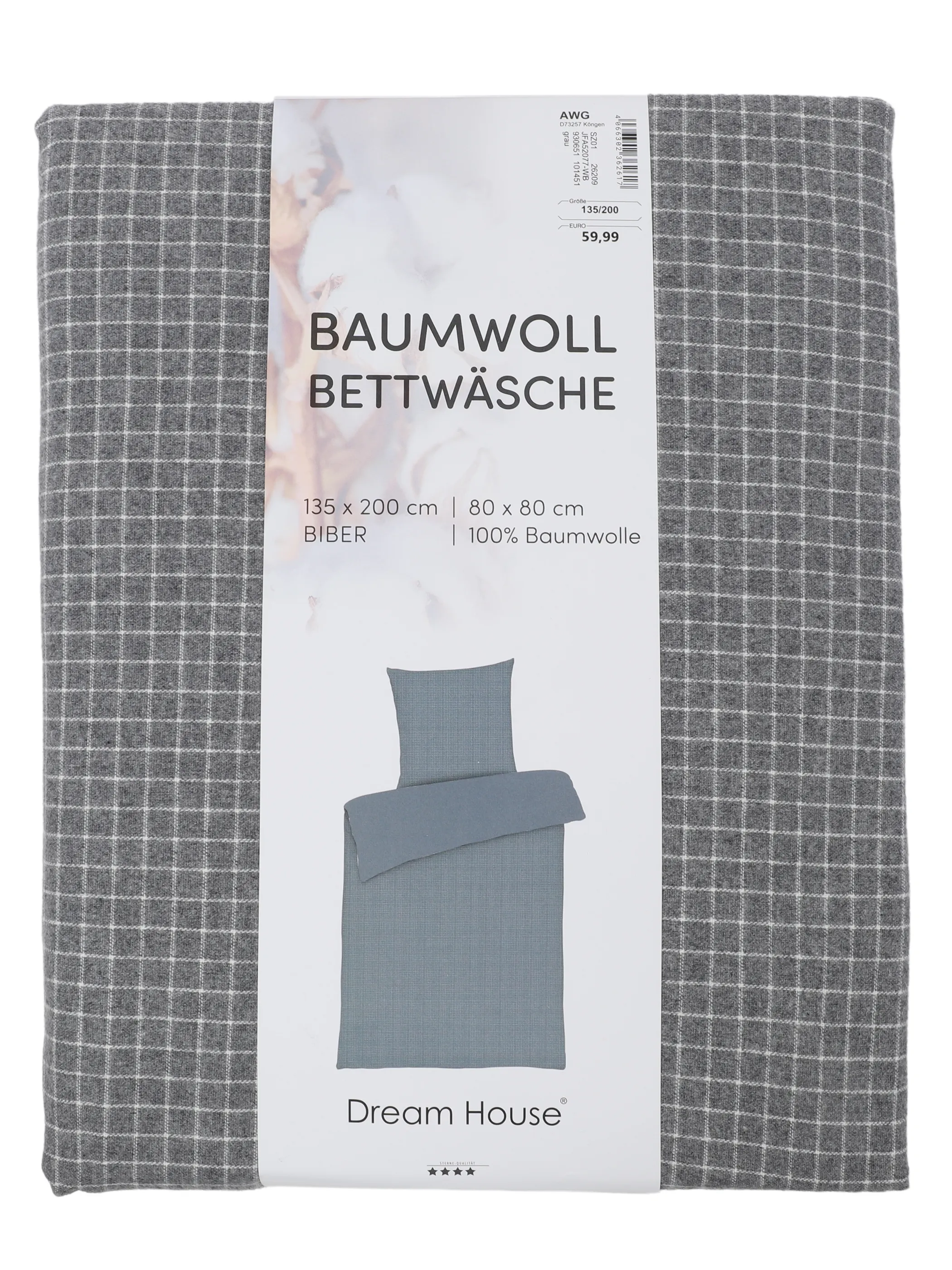 Dream House Biber Bettwäsche gestreift Grau 930647 GRAU 2