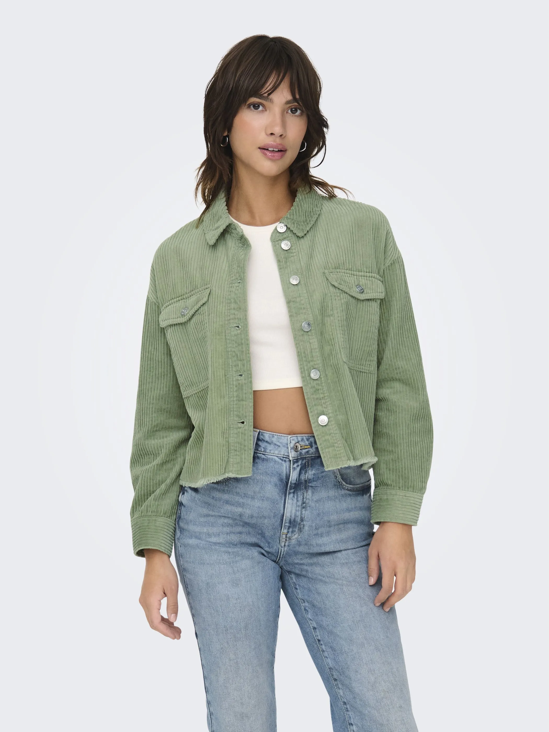 Only ONLY 15222456 ONLMARINA-ENY LIFE L/S CORD JACKET Grün 913013 213591 1