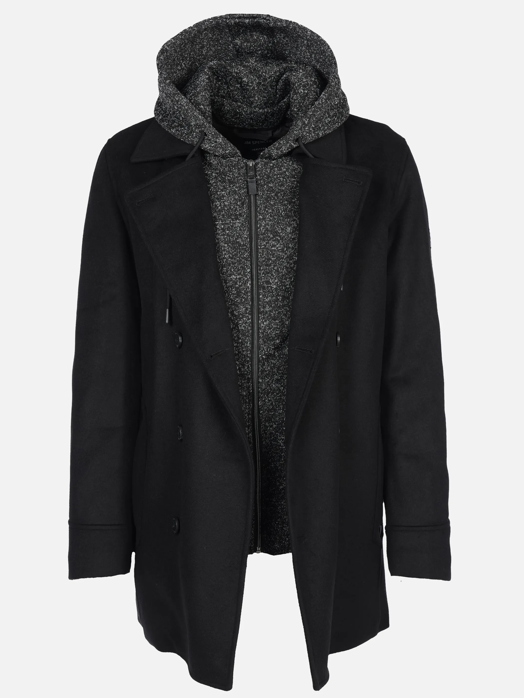 Jim Spencer He. Wollmantel Caban Kapuze Schwarz 918287 SCHWARZ 3