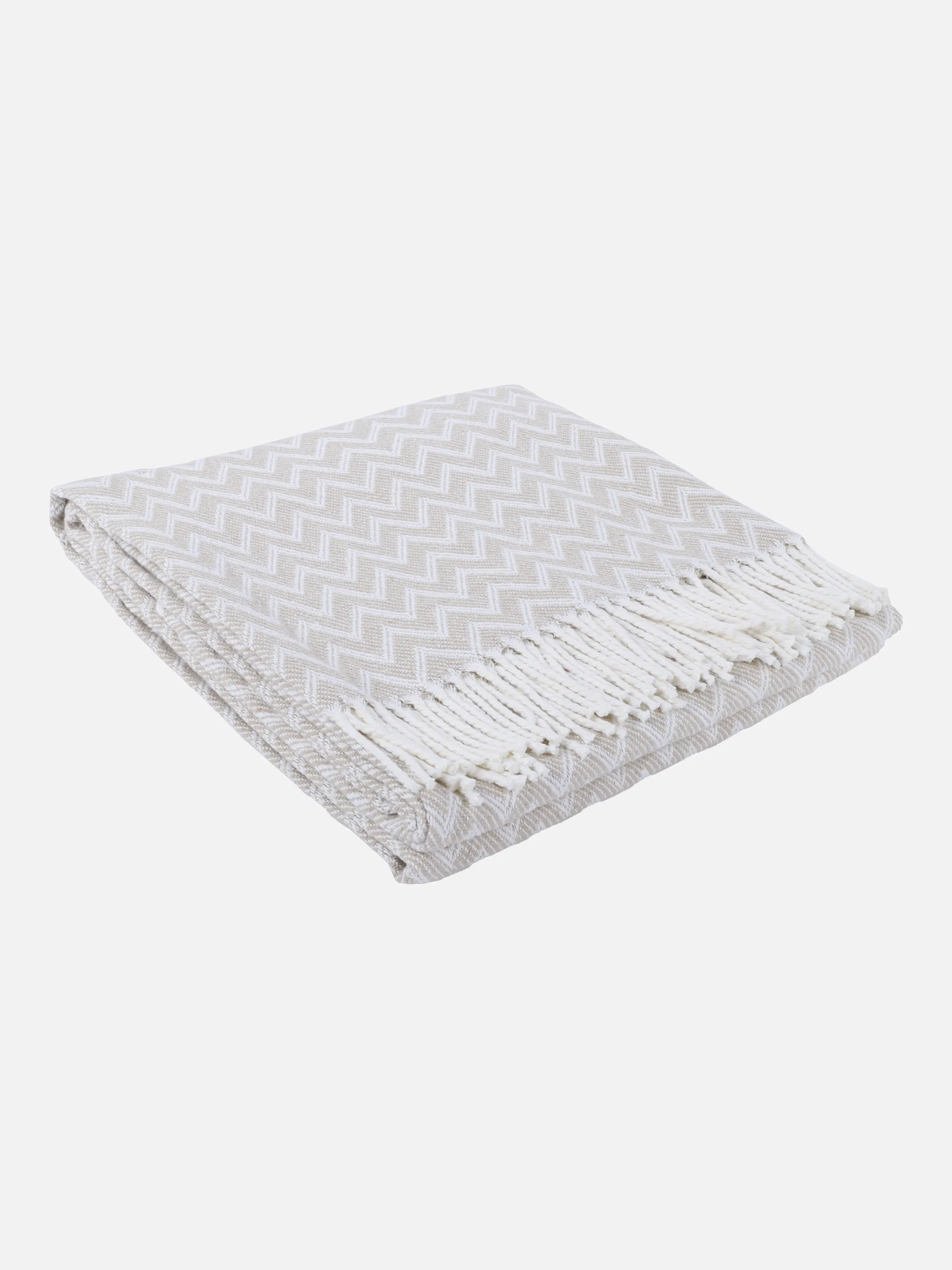 Villa Grinario Decke mit Fransen Zick-Zack Mu Weiß 866207 000 1