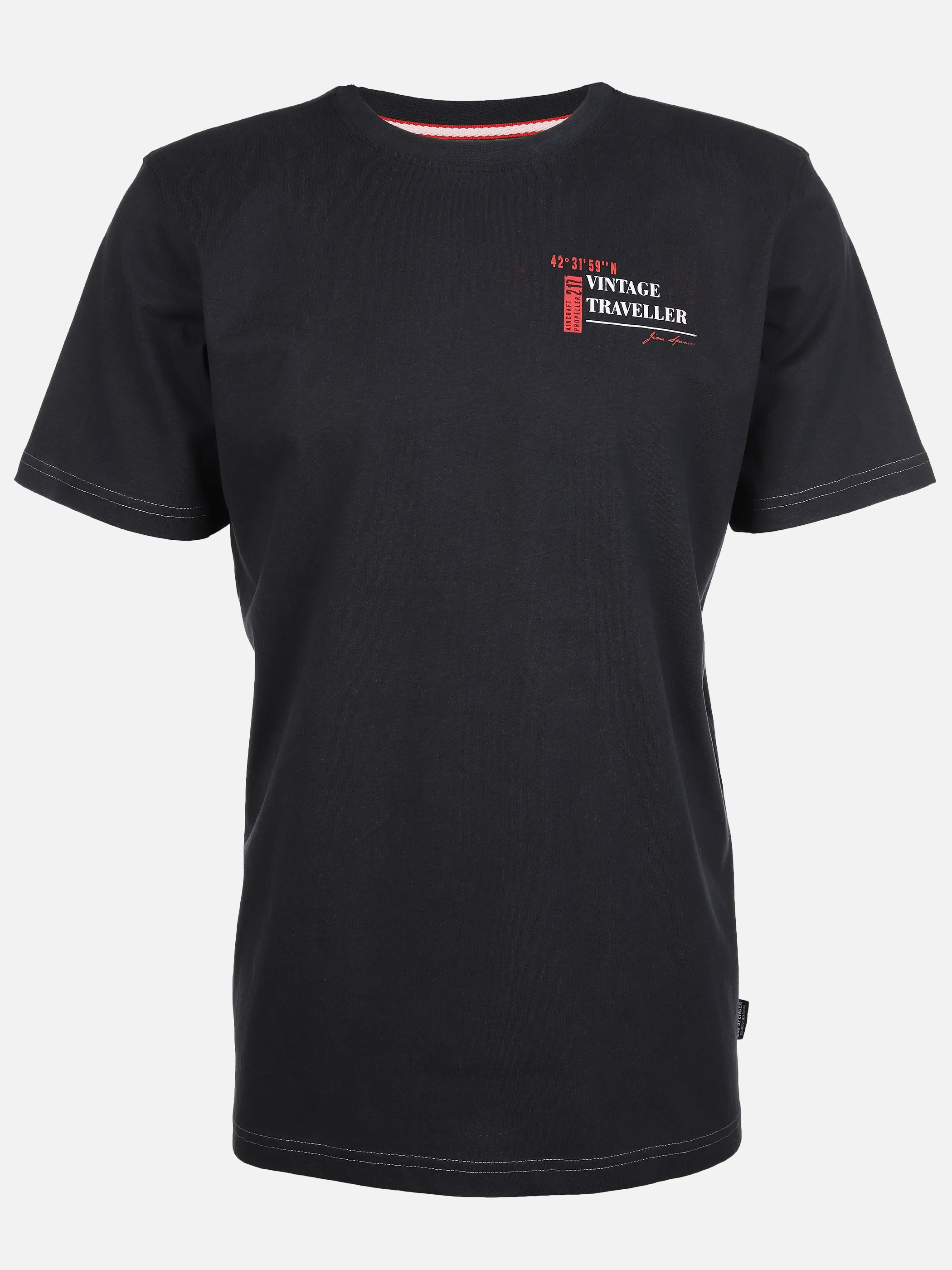 Jim Spencer He. T-Shirt 1/2 Arm uni Stickerei Blau 893218 NAVY 1