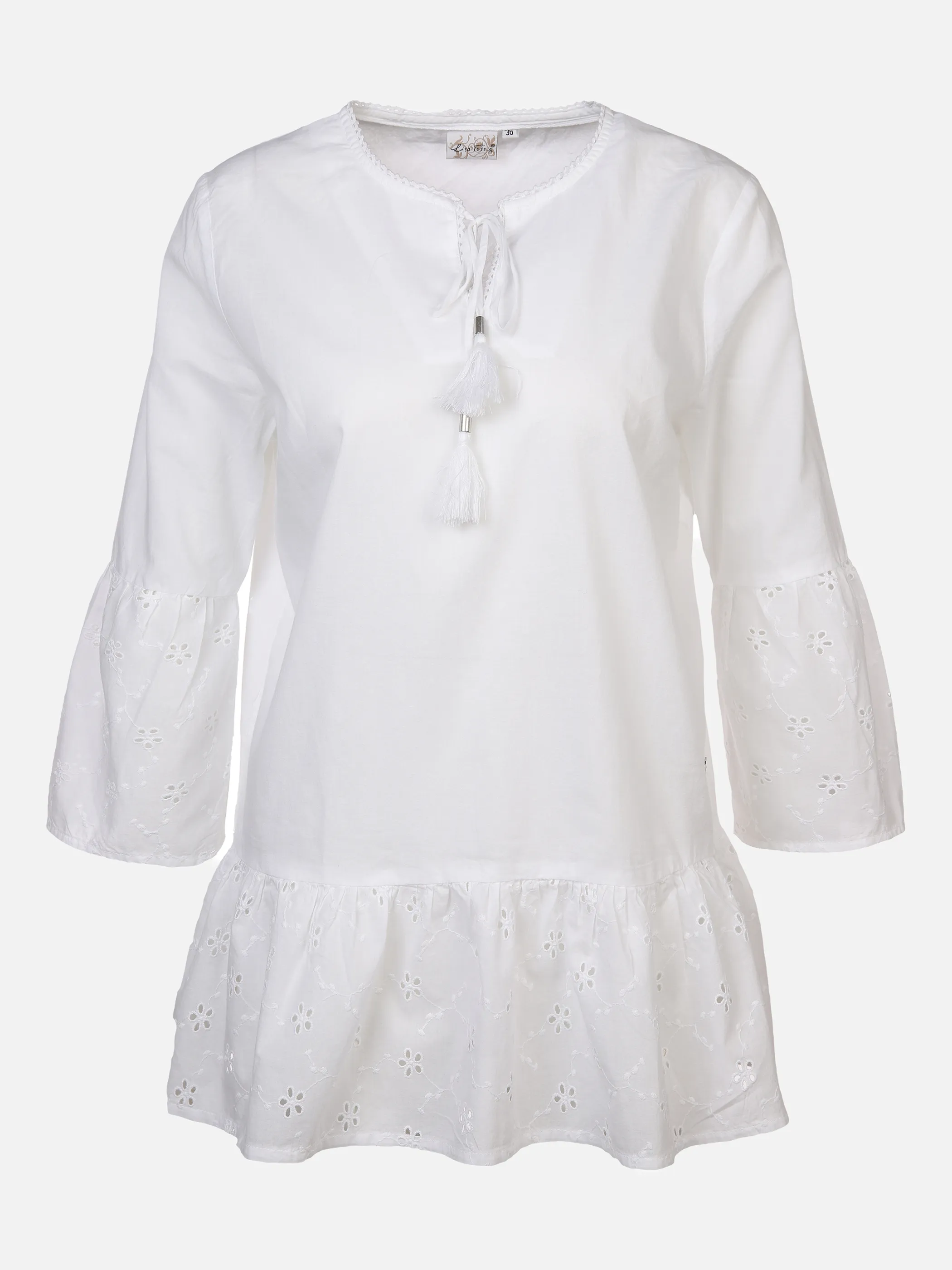 Lisa Tossa Da-Bluse m.Lochstickerei, 3/4 Weiß 877940 WEIß 1 Lisa Tossa Da-Bluse m.Lochstickerei, 3/4 Weiß 877940 WEIß 1