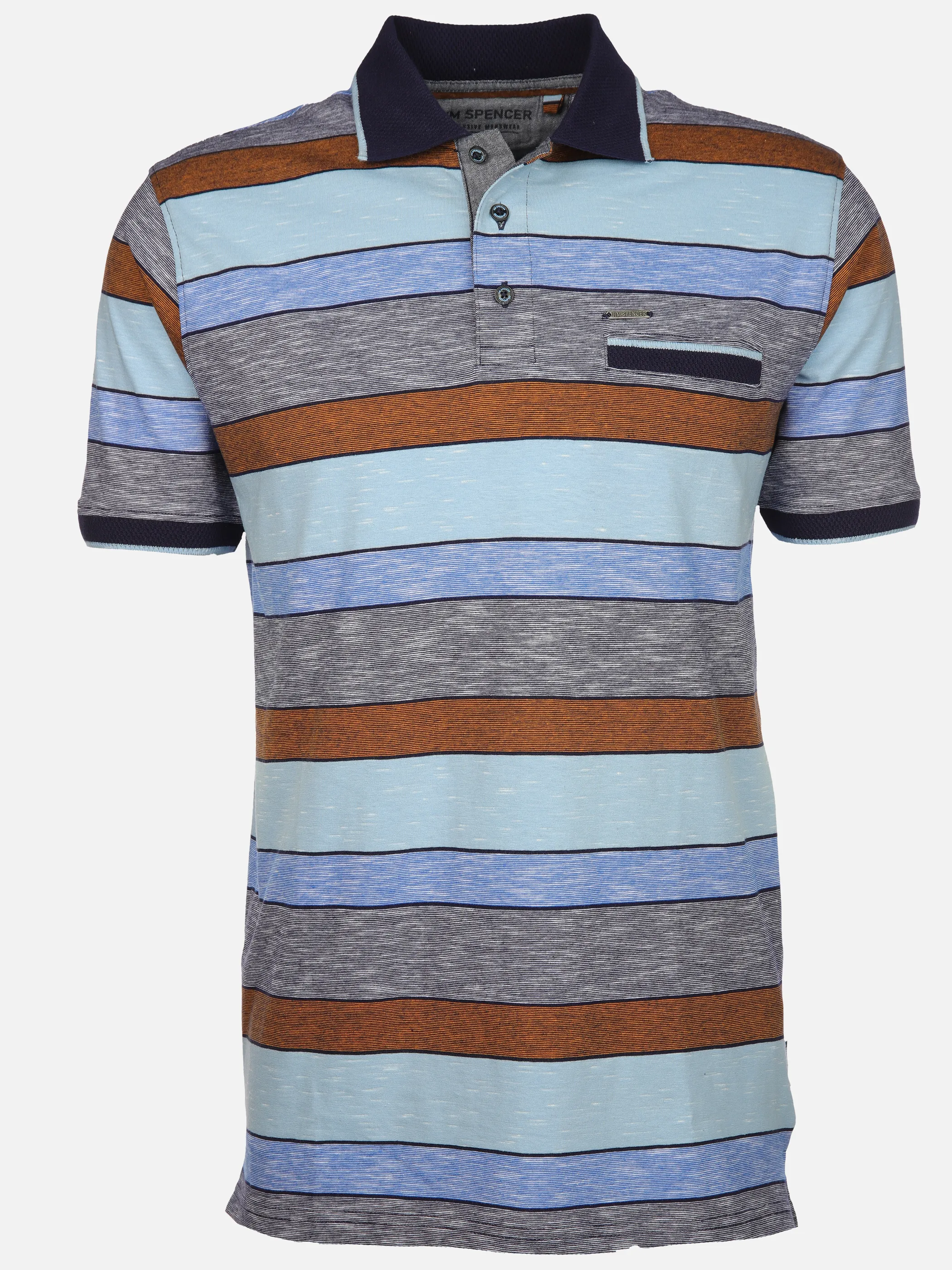 Jim Spencer He. Poloshirt 1/2 Arm Ringel Space Blau 910837 LT. BLUE 1