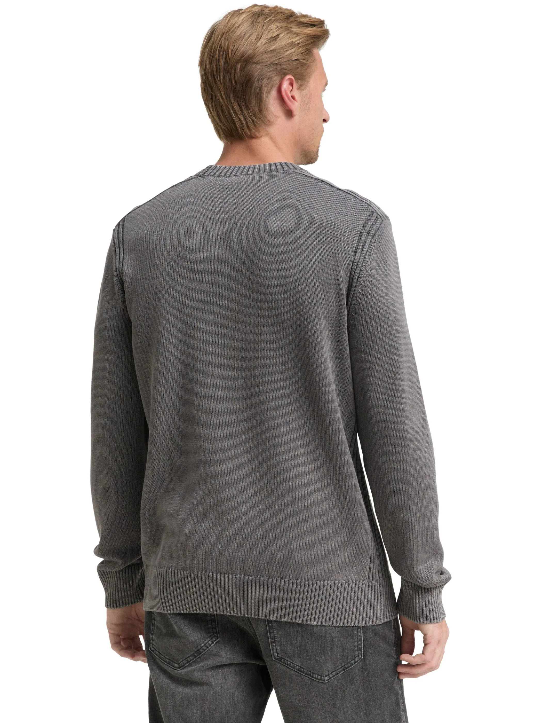 Tom Tailor 1048024 washed crewneck knit Grau 914872 38326 2