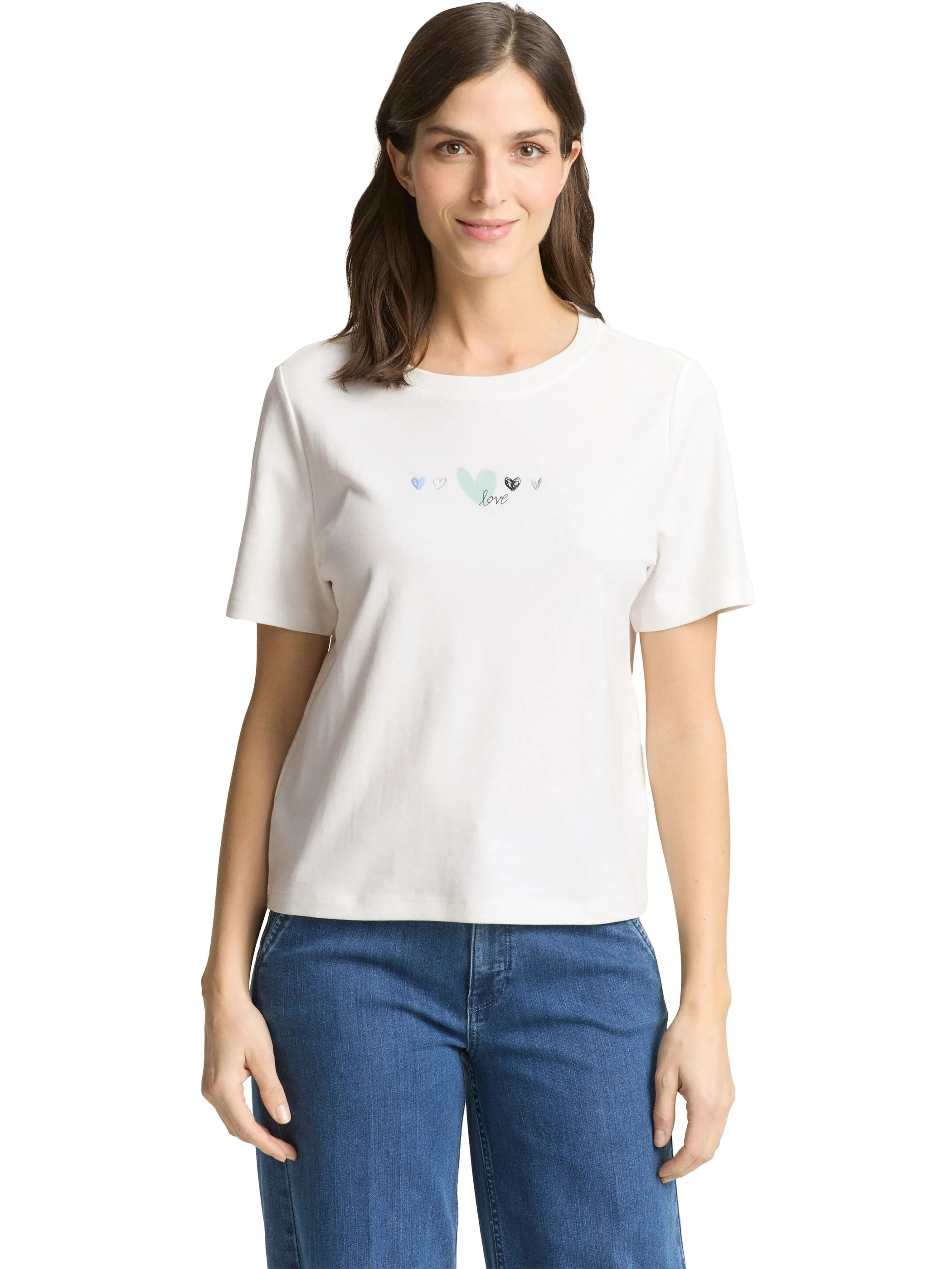 Tom Tailor 1050426 NOS T-shirt boxy crew neck with print Weiß 921974 10332 1