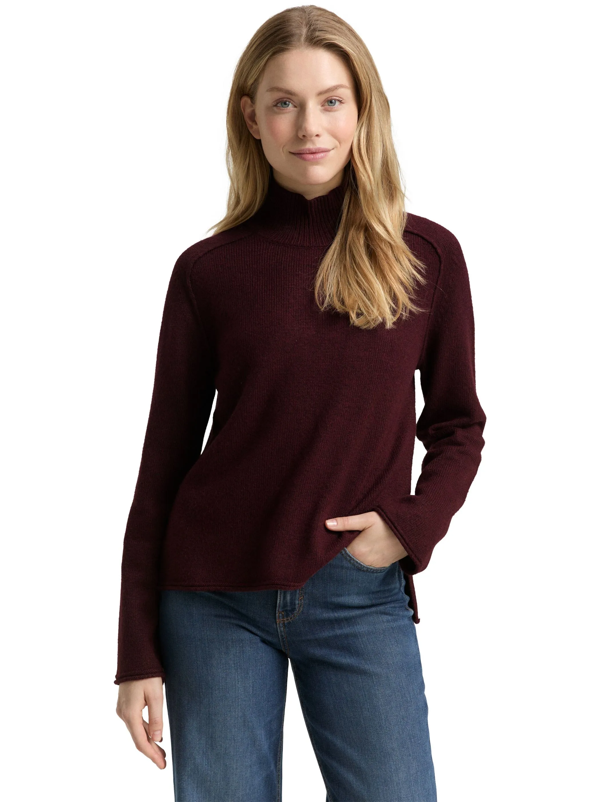 Tom Tailor 1047703 knit cosy mock-neck pullover Rot 914642 10525 5