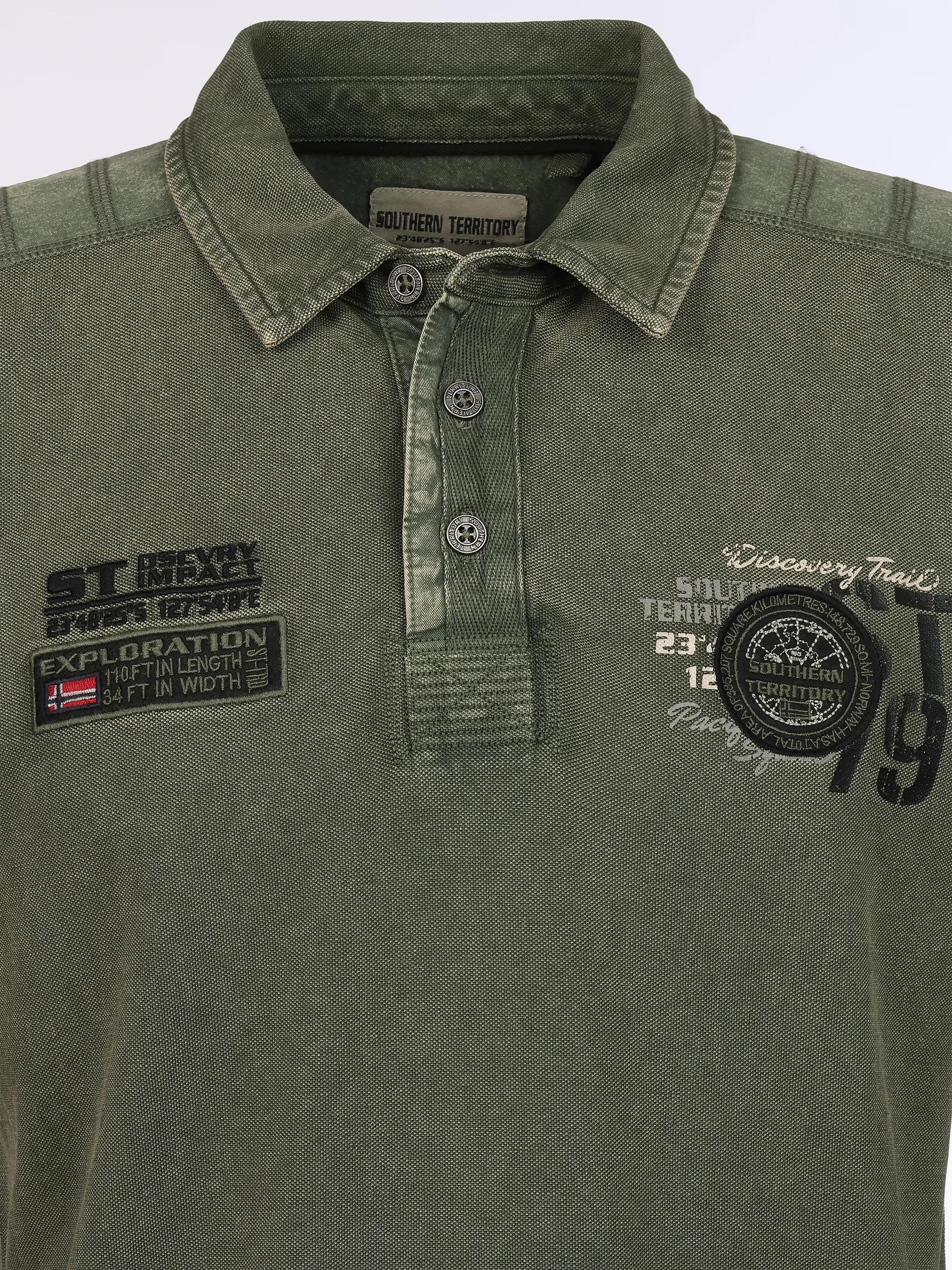 Southern Territory He. Poloshirt 1/1 Arm washer batch Oliv 930520 OLIVE 3