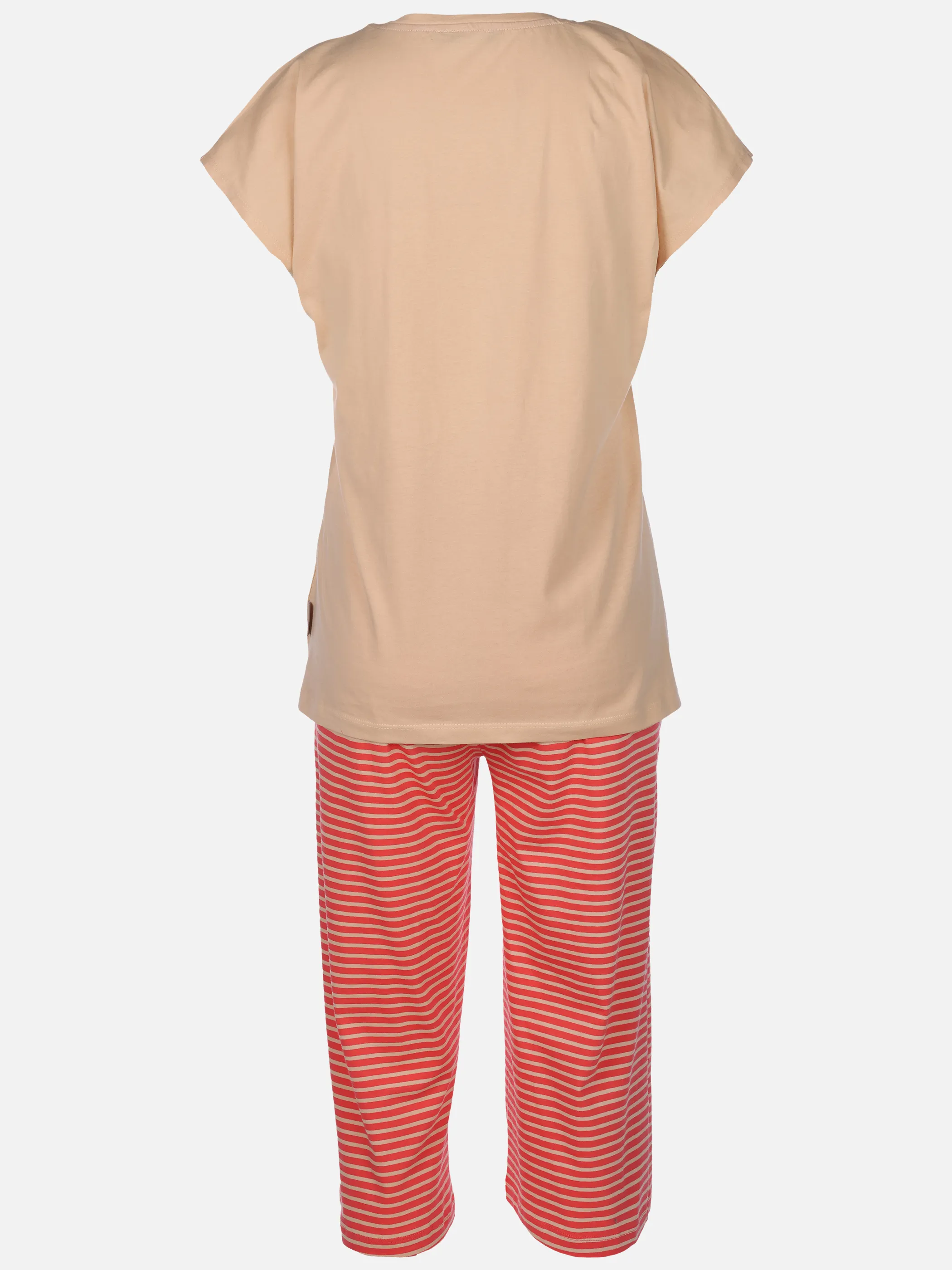 Sure Da. Schalfanzug 3/4 Streifen Beige 923285 FRAPPE 2