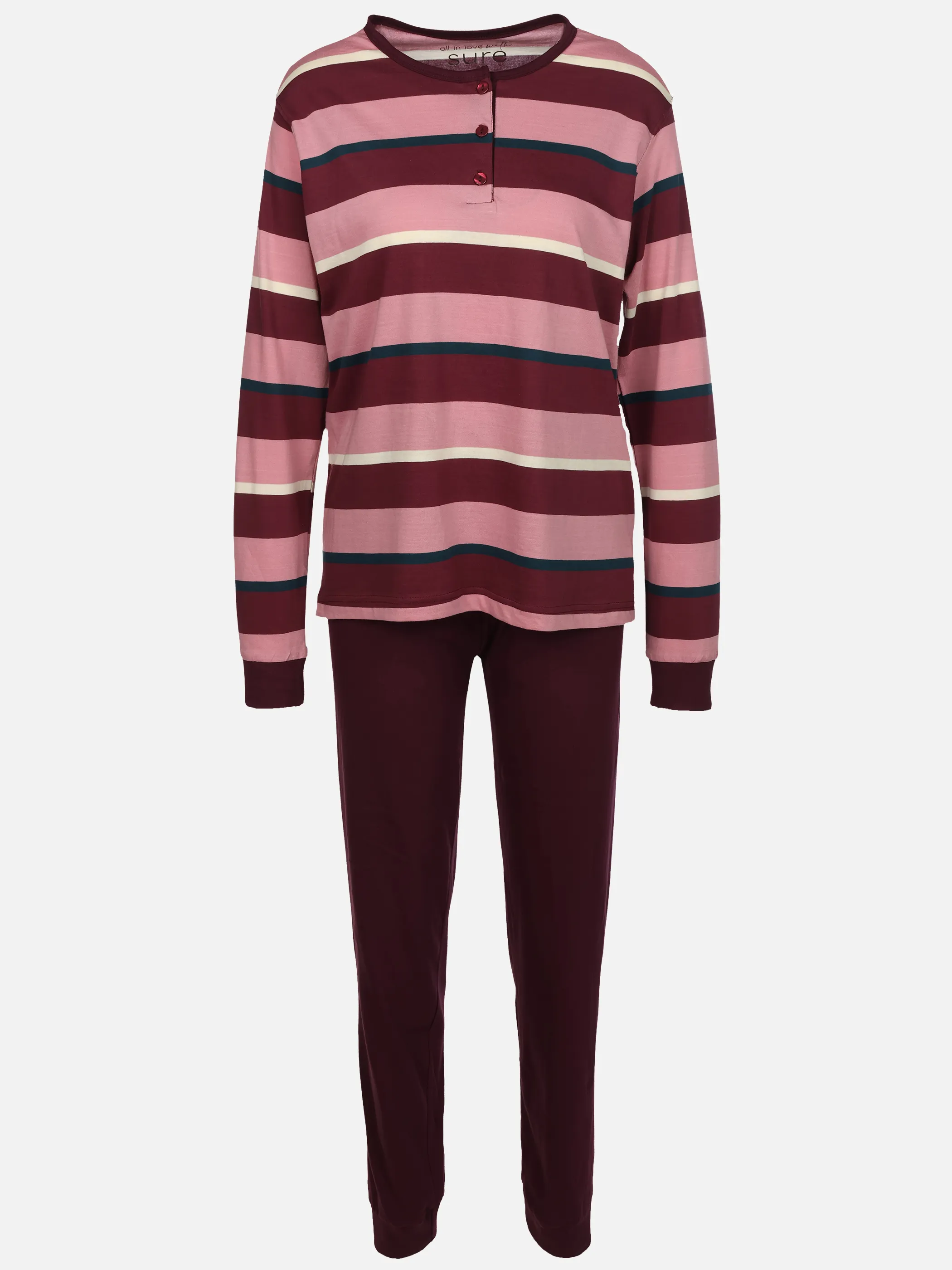 Sure Da. Schlafanzug gestreift Rot 930645 BORDO 1