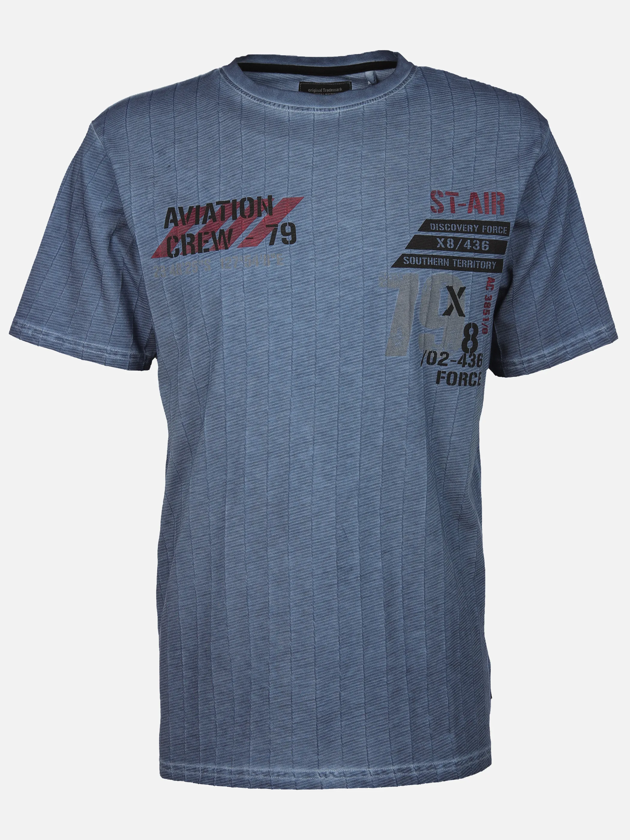 Southern Territory He. T-Shirt 1/2 Arm Jacquard washer Marine 910623 NAVY 1