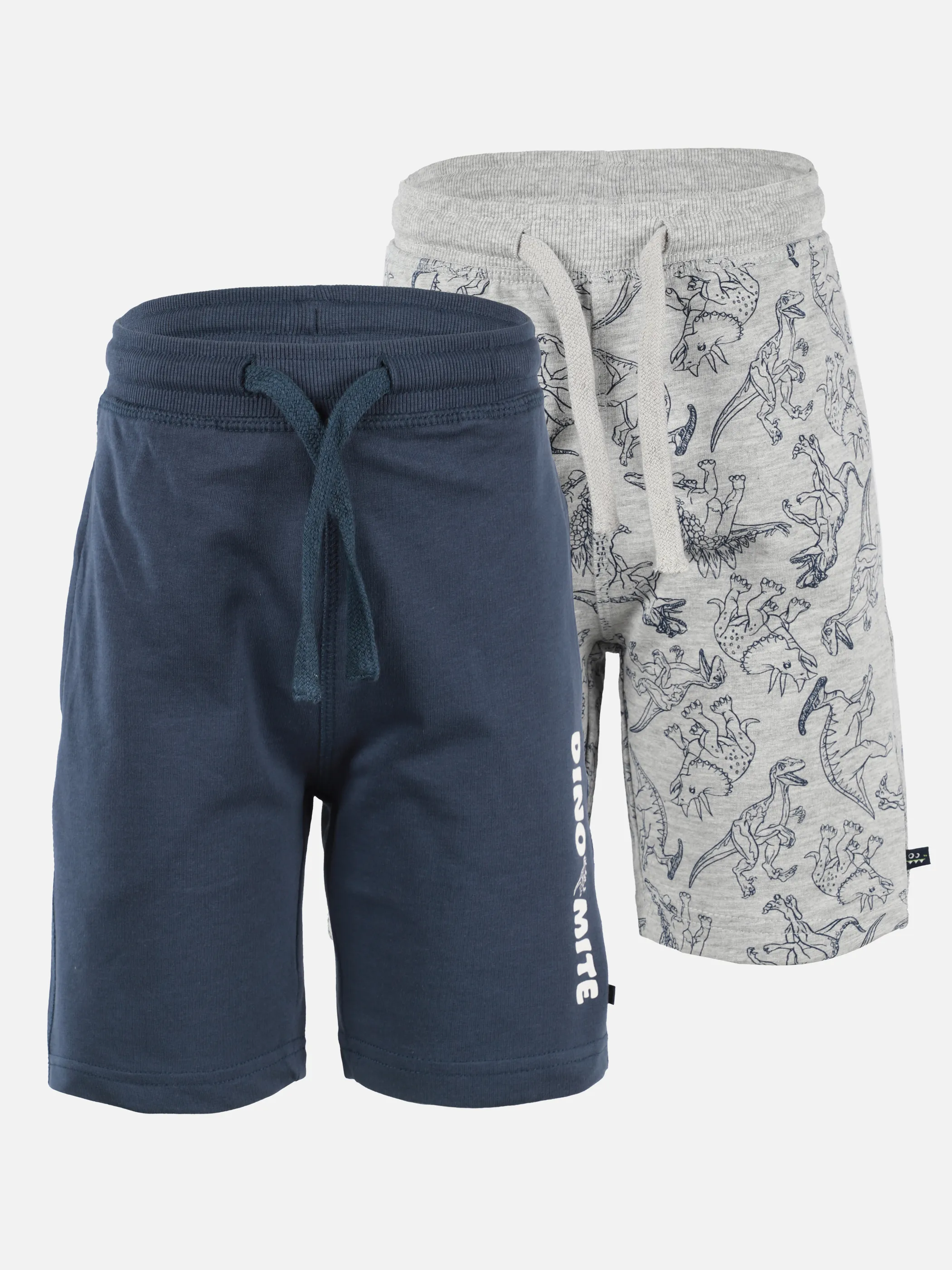 Stop + Go KJ 2er Pack Sweat-Bermuda in uni blau und Dino AOP Grau 907394 GRAU/BLAU 1
