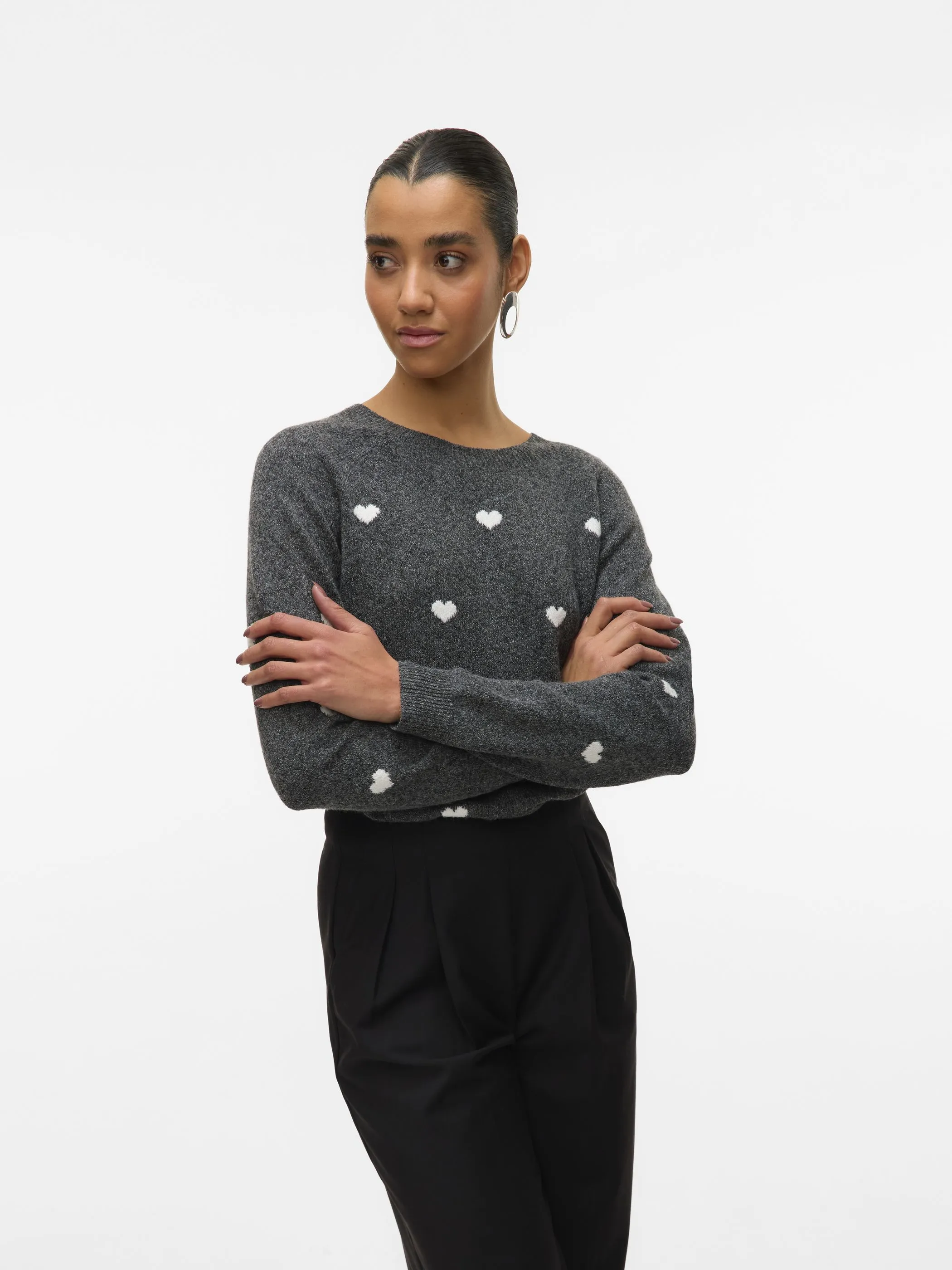 Vero Moda 10330790 VMDOFFY INTARSIA LS O Grau 913125 178996001 5