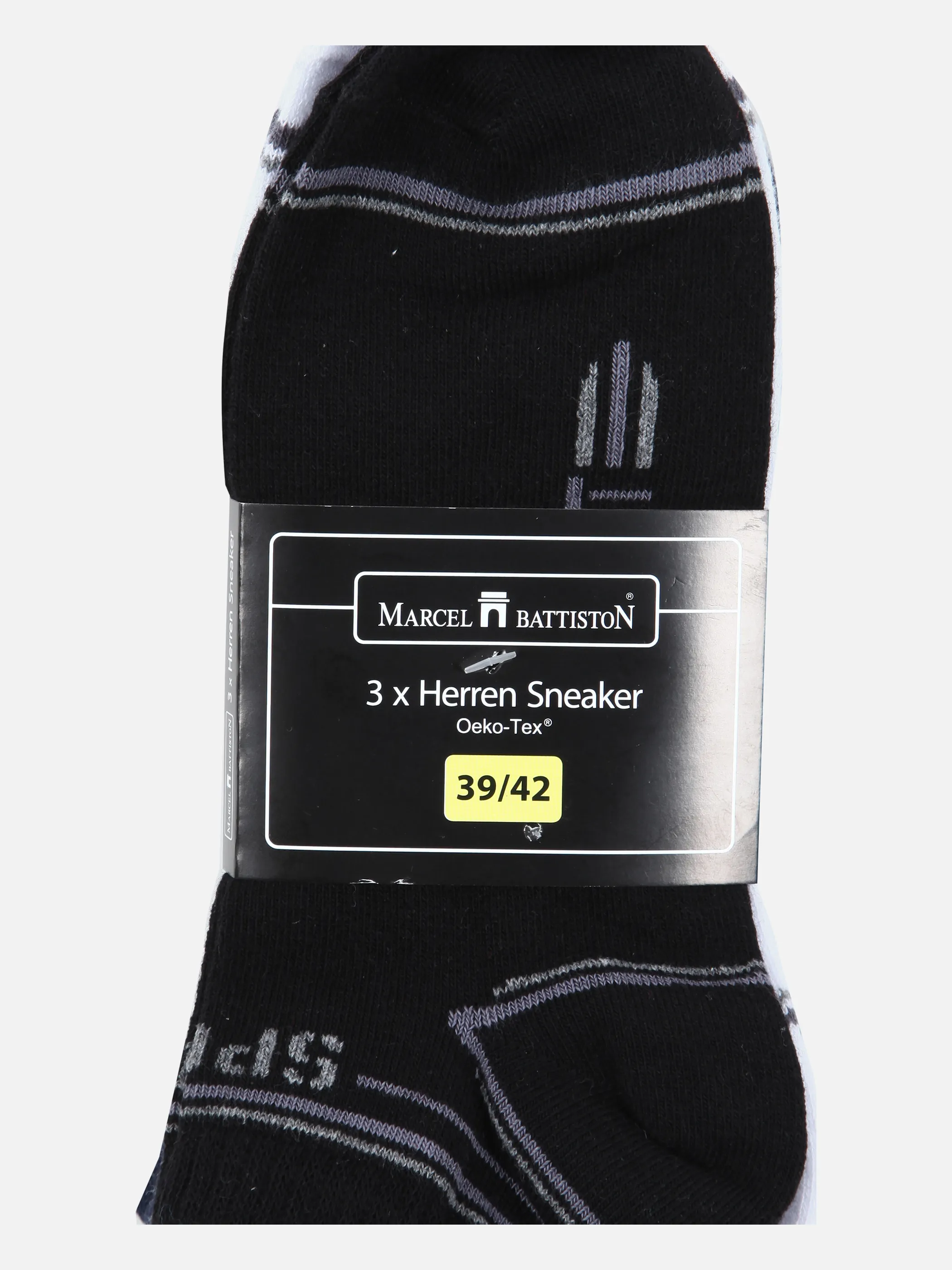 Marcel Battiston He. Sneaker Socken 3er Pack Schwarz 853453 SCHWARZ 3