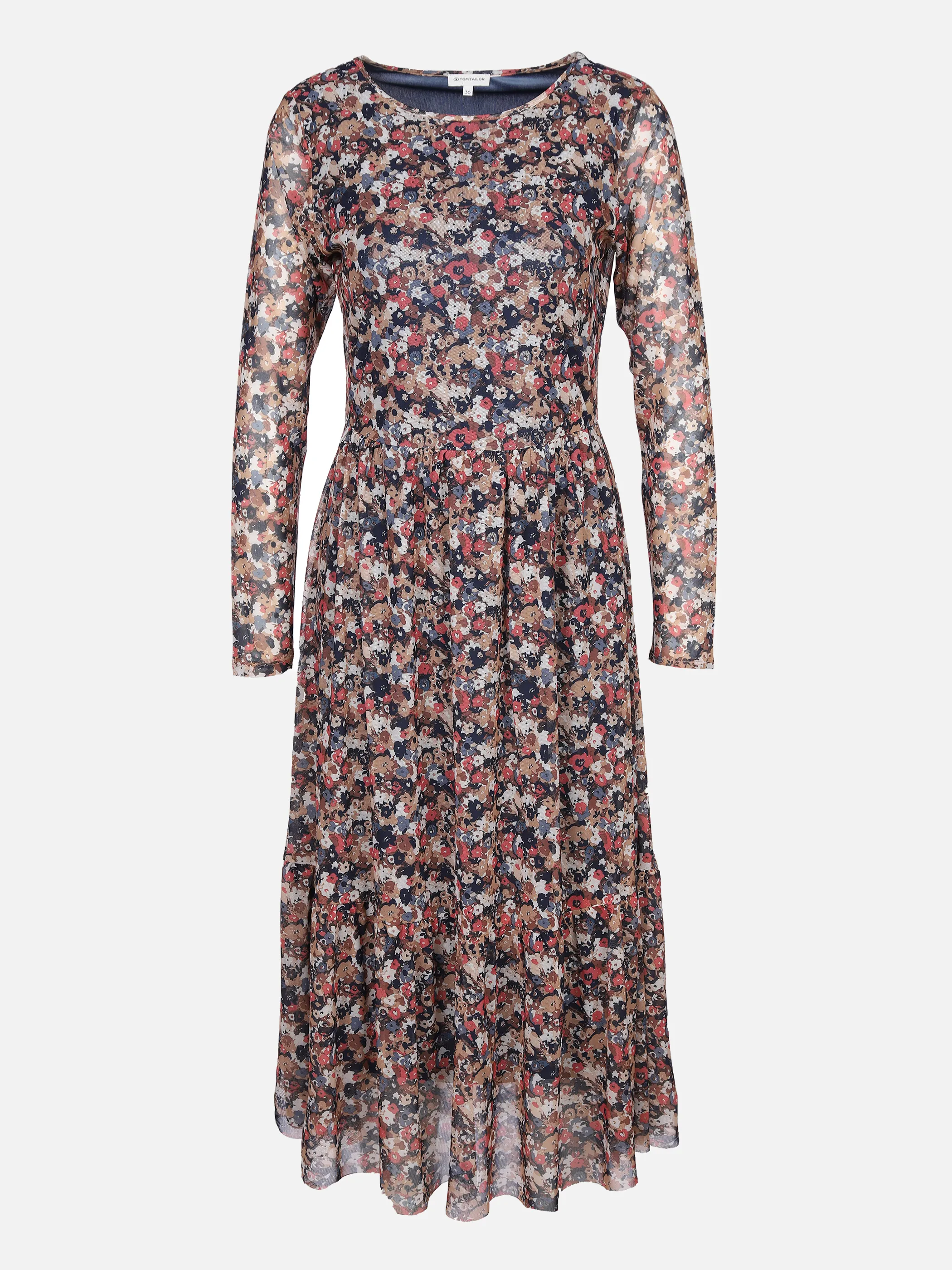 Tom Tailor 1030257 printed mesh dress Braun 861177 30197 1