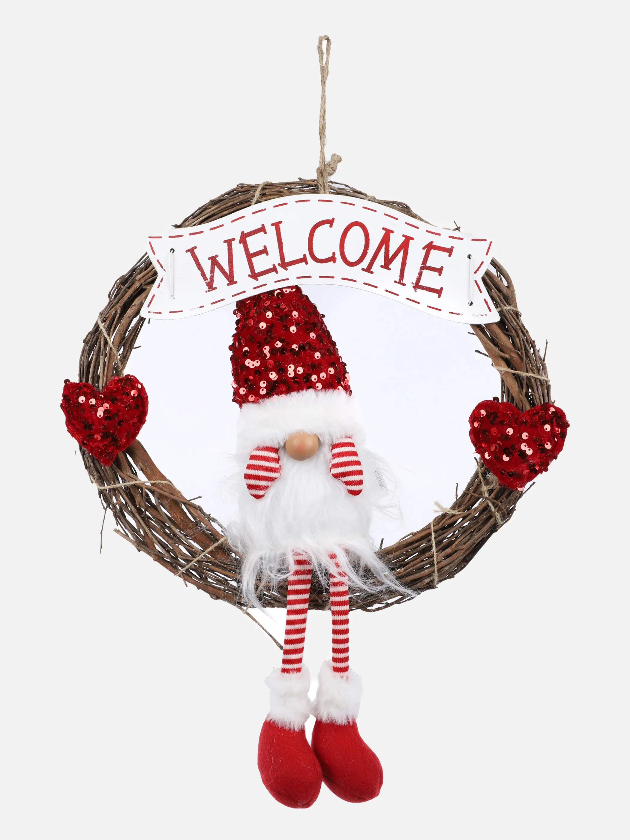 Weihnachten Gnom sitzend Tür DEKO Welcome Rot 868456 ROT/WEIß 1